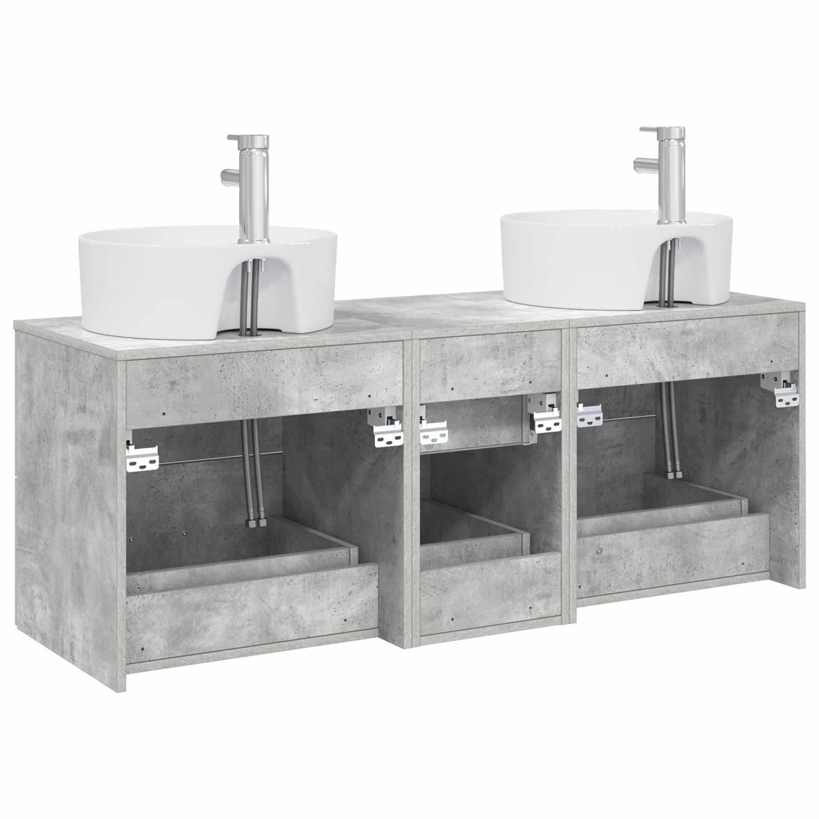 Badezimmermöbel-Set 3 stk. Betongrau 49,5 x 44,5 x 65 cm