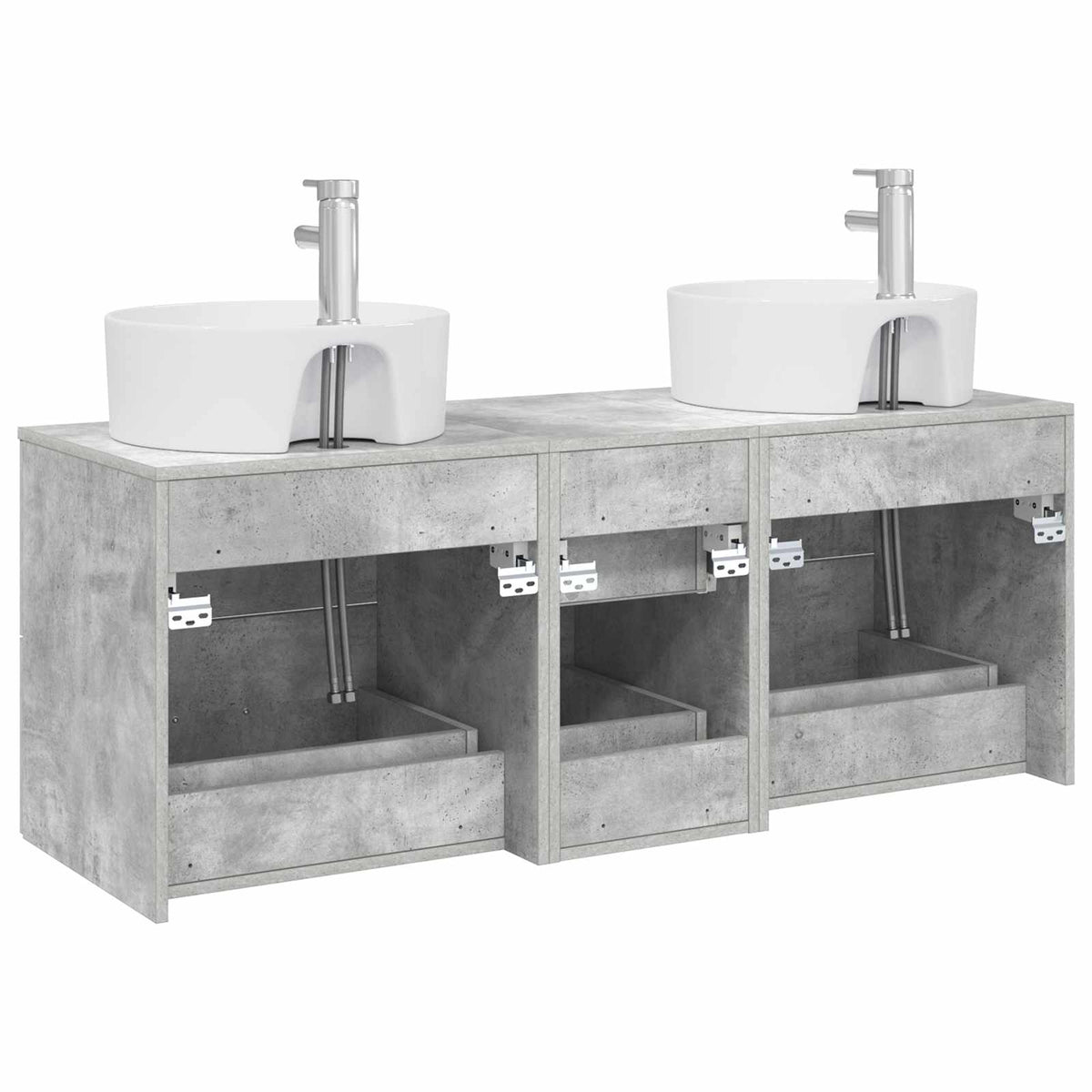 Badezimmermöbel-Set 3 stk. Betongrau 129 x 44,5 x 80 cm