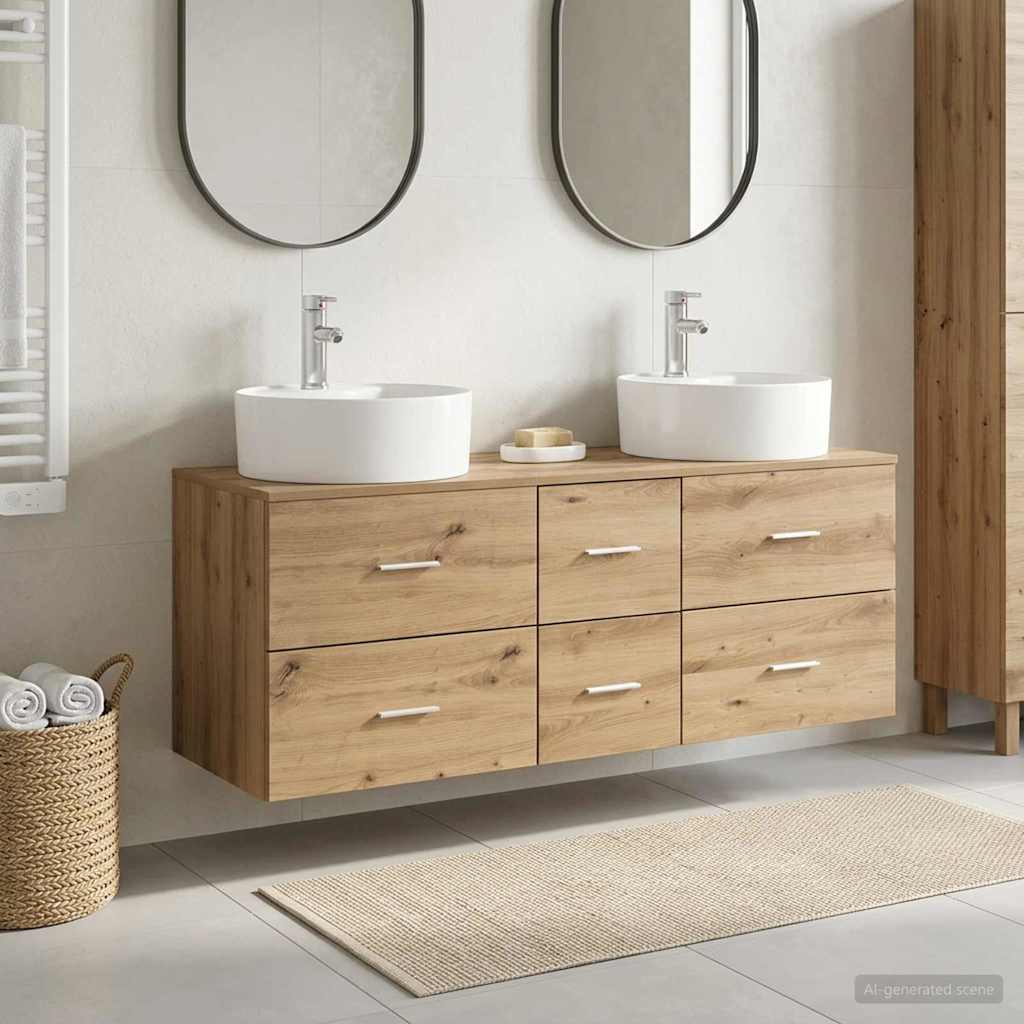 Badezimmermöbel-Set 3 Stk. Artisan-Eiche 49,5 x 44,5 x 65 cm