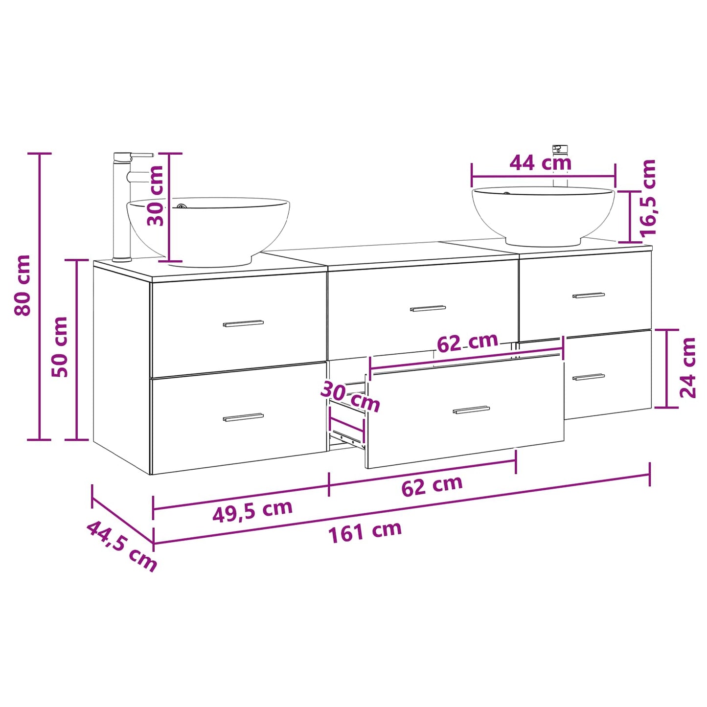 Badezimmermöbel-Set 3 stk. Weiß 49,5 x 44,5 x 65 cm