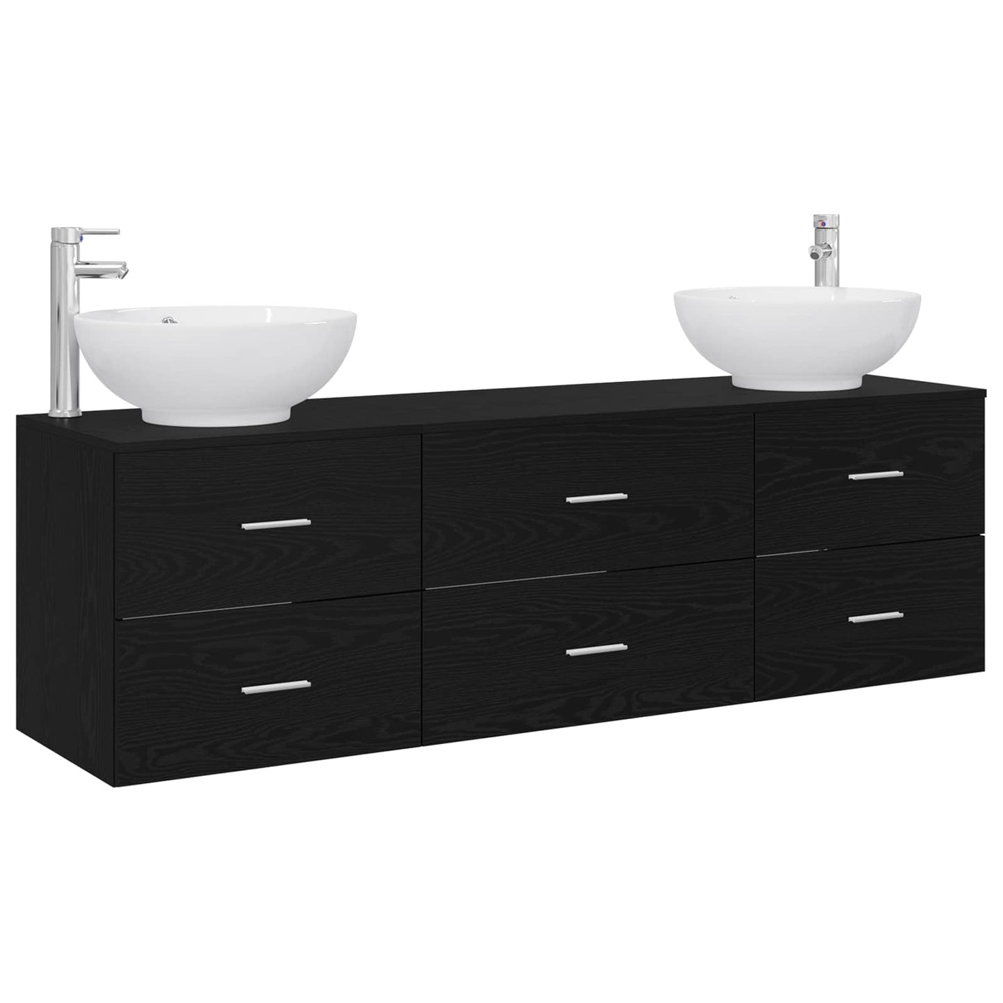 Badezimmermöbel-Set 3 stk. Schwarz 49,5 x 44,5 x 65 cm