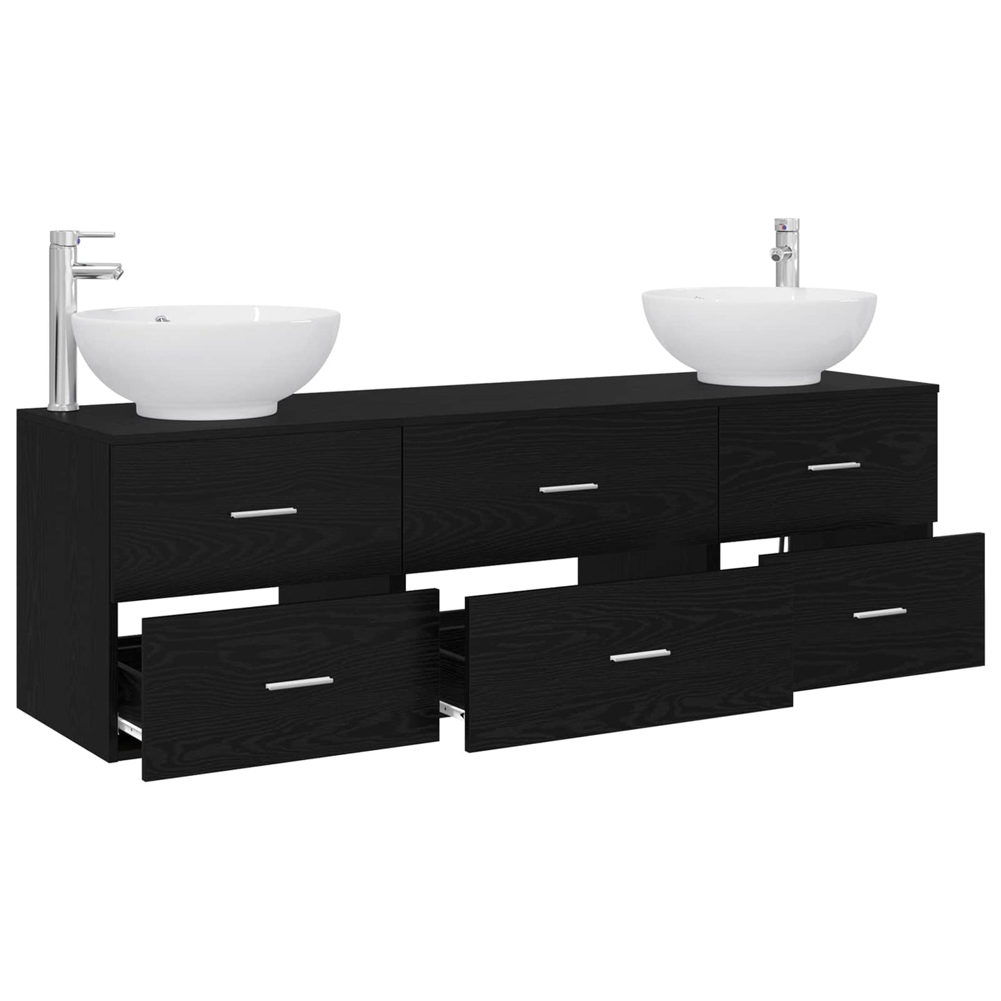 Badezimmermöbel-Set 3 stk. Schwarz 49,5 x 44,5 x 65 cm