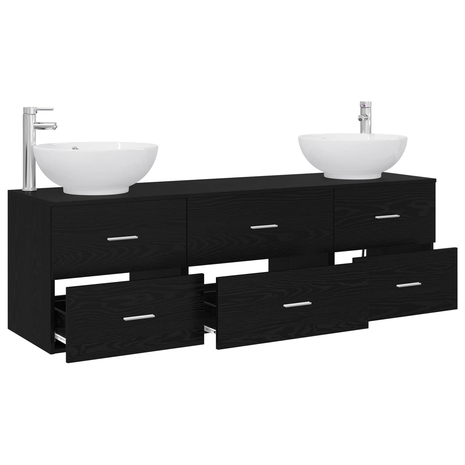 Badezimmermöbel-Set 3 stk. Schwarz 49,5 x 44,5 x 65 cm