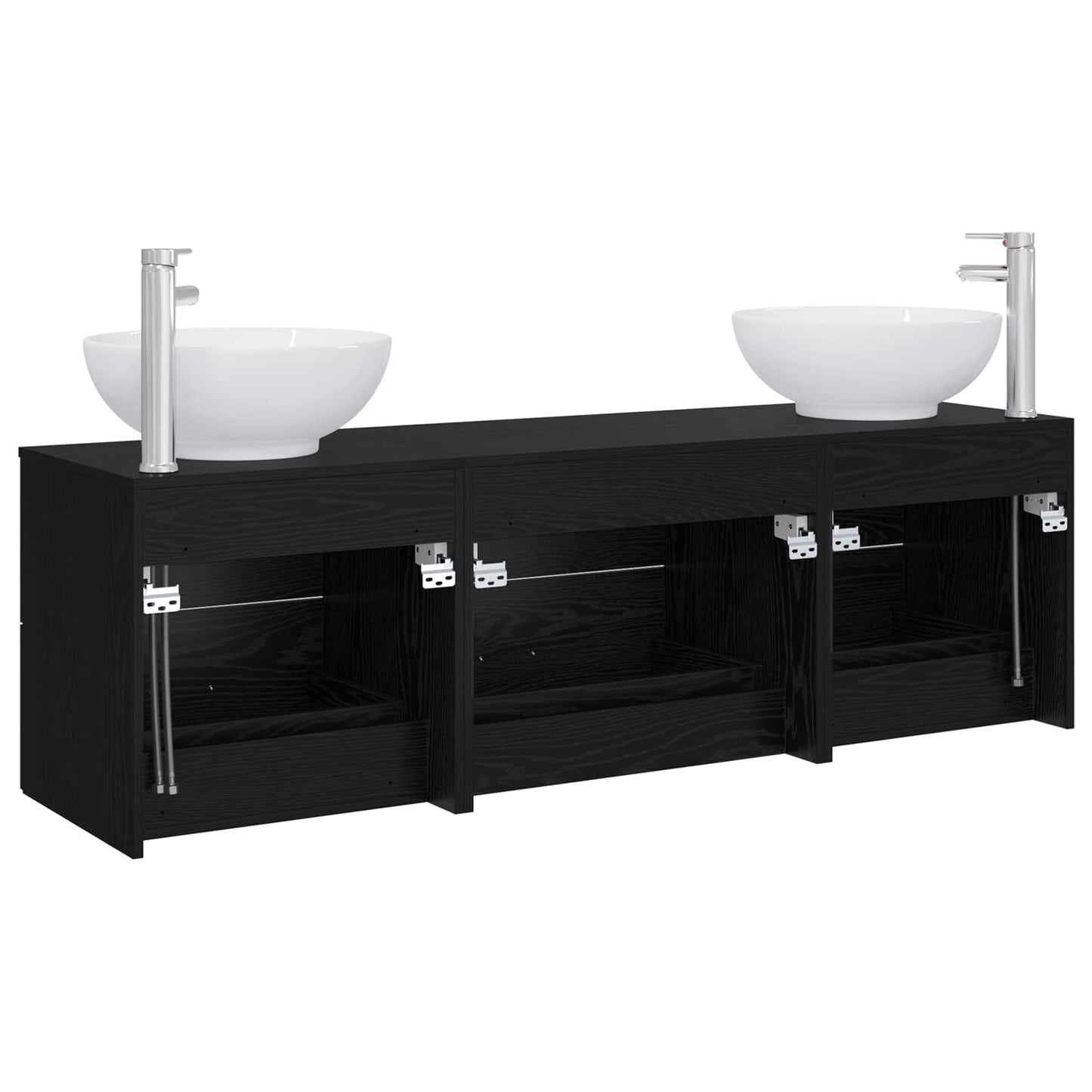 Badezimmermöbel-Set 3 stk. Schwarz 49,5 x 44,5 x 65 cm