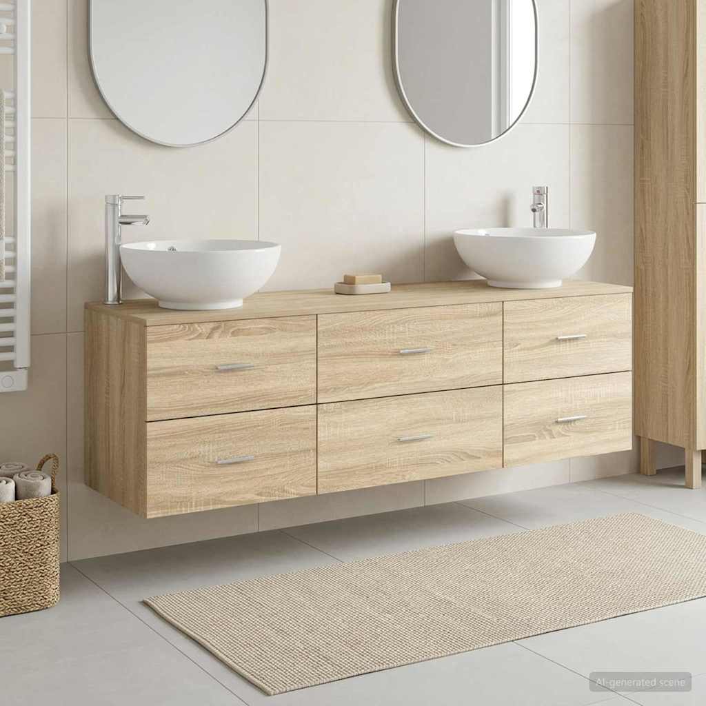Badezimmermöbel-Set 3 stk. Sonoma-Eiche 49,5 x 44,5 x 65 cm