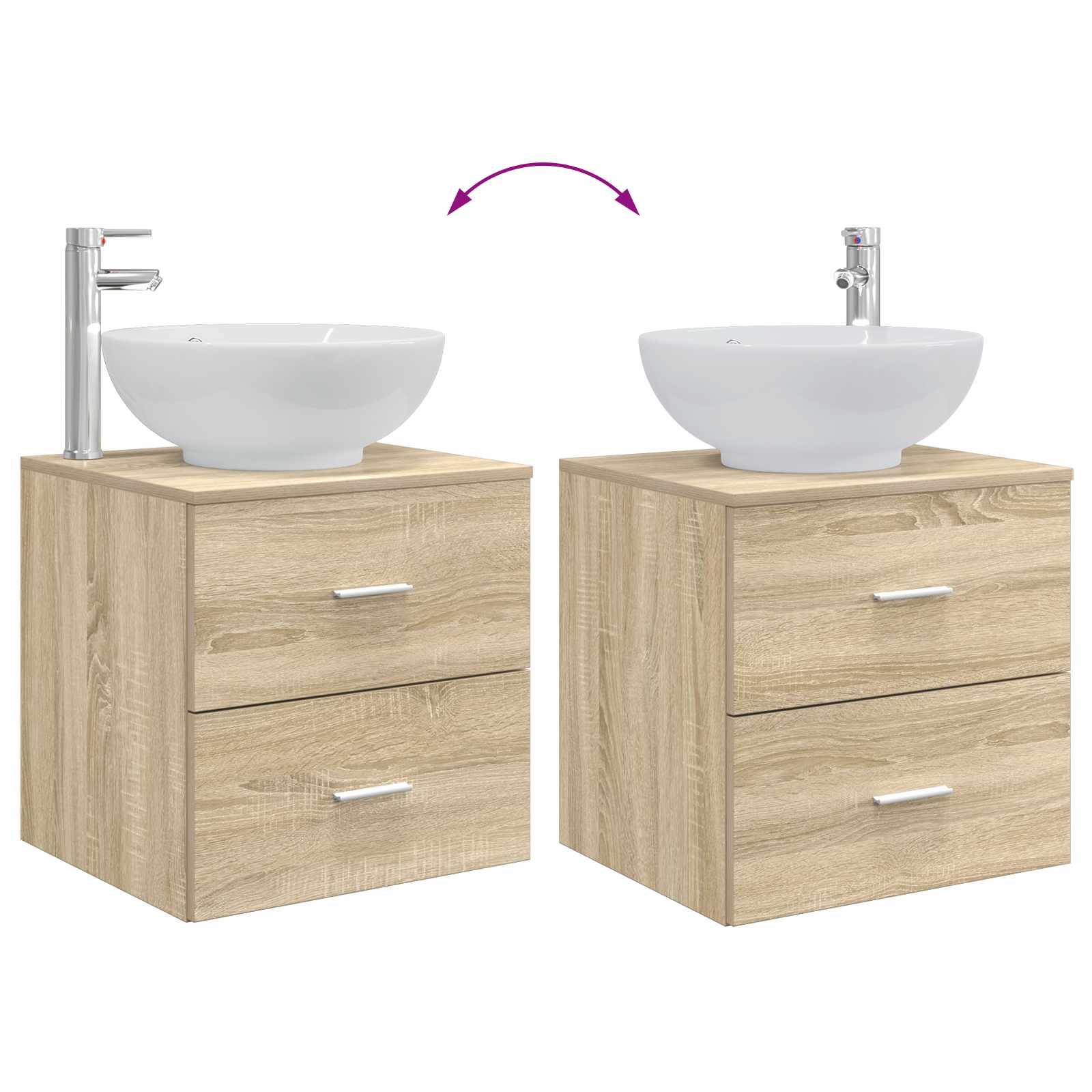 Badezimmermöbel-Set 3 stk. Sonoma-Eiche 49,5 x 44,5 x 65 cm