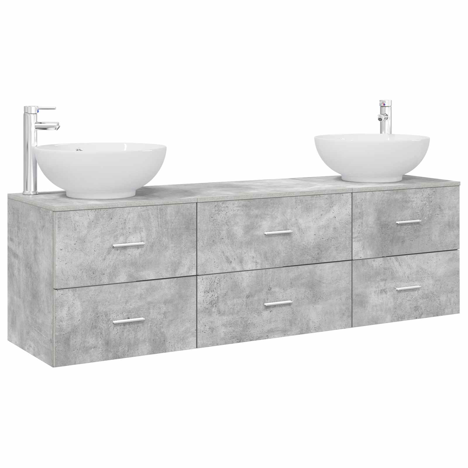 Badezimmermöbel-Set 3 stk. Betongrau 49,5 x 44,5 x 65 cm