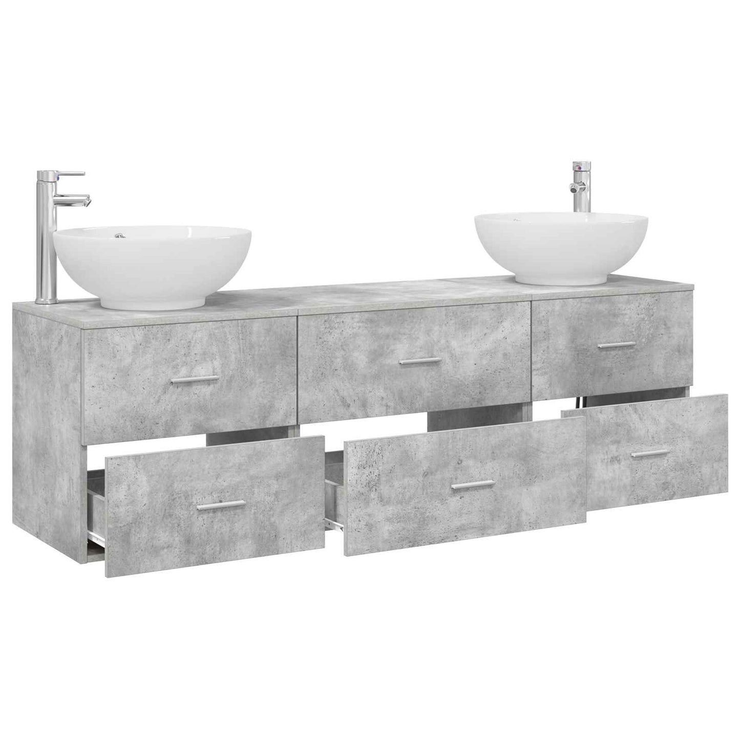 Badezimmermöbel-Set 3 stk. Betongrau 49,5 x 44,5 x 65 cm