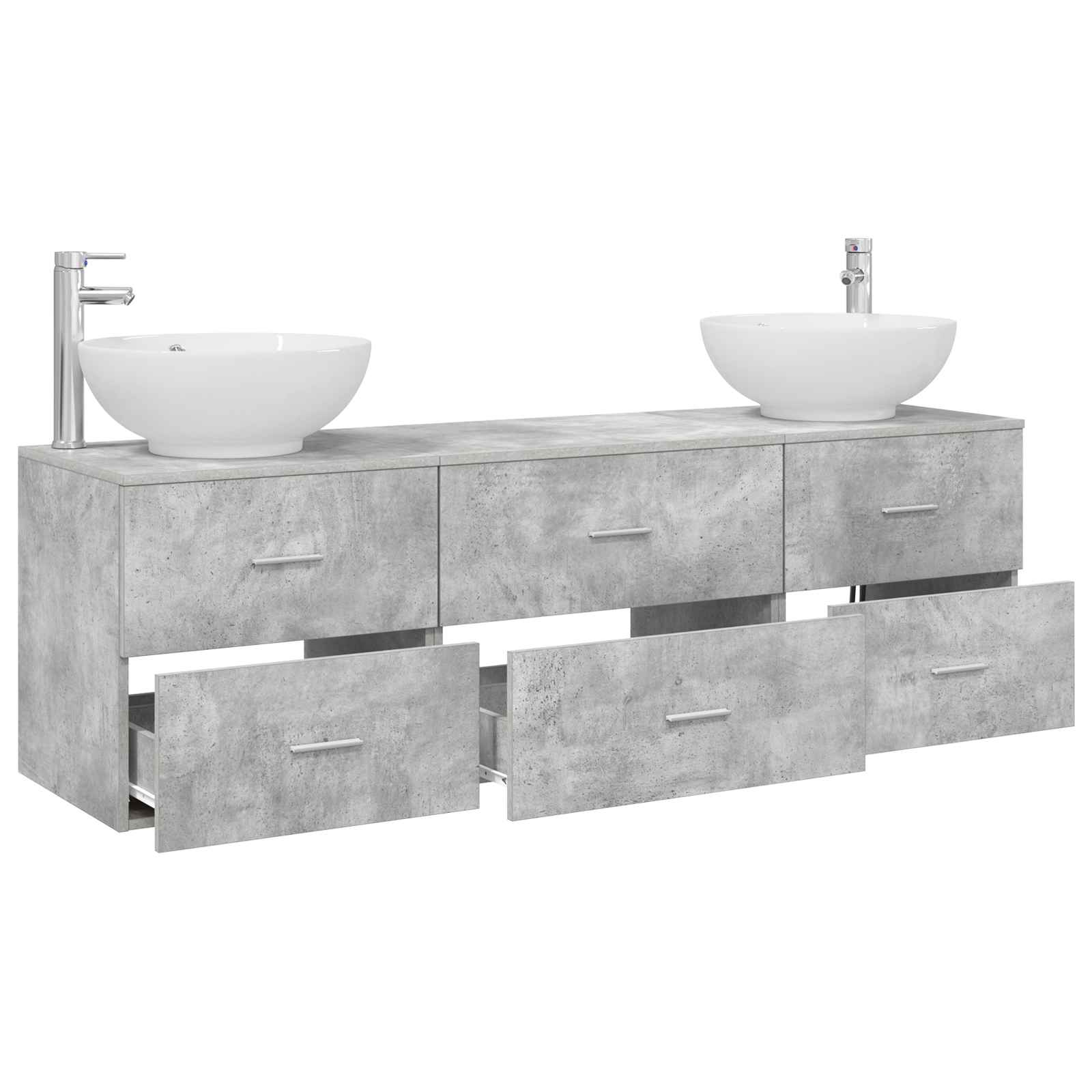 Badezimmermöbel-Set 3 stk. Betongrau 49,5 x 44,5 x 65 cm