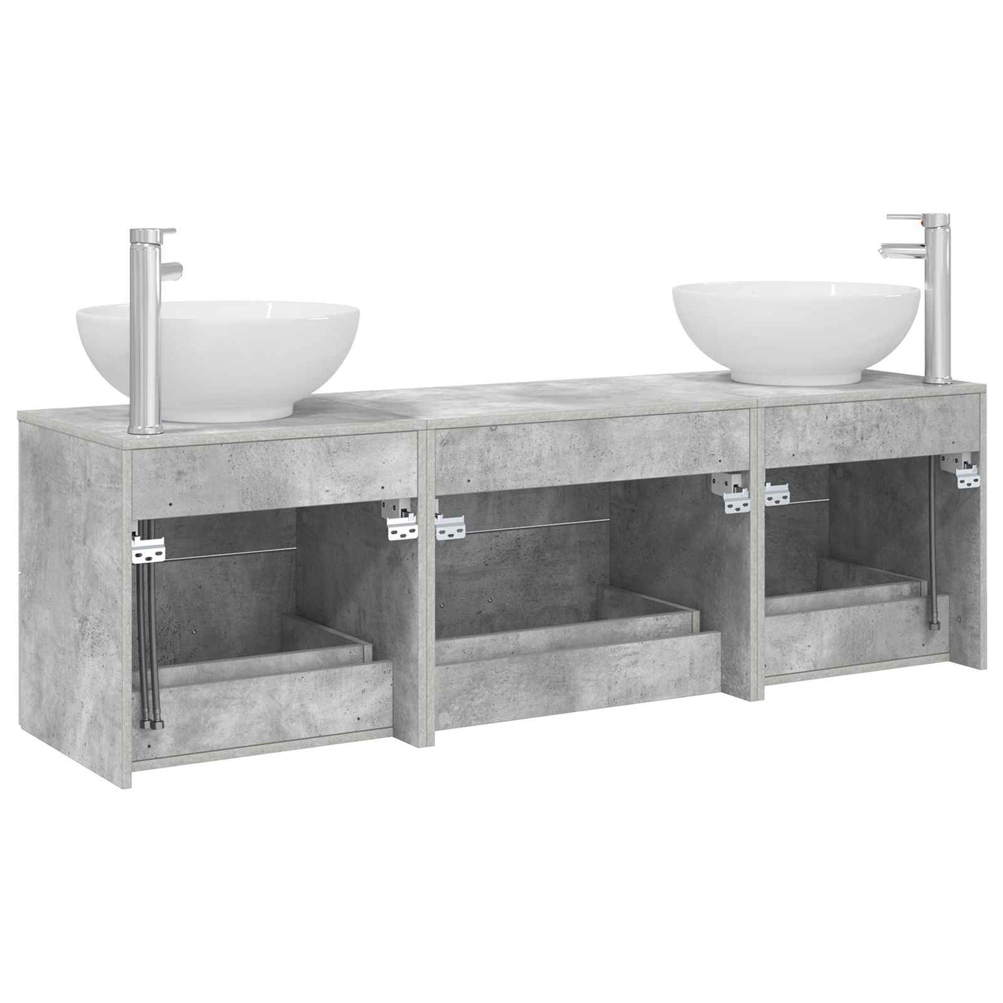 Badezimmermöbel-Set 3 stk. Betongrau 49,5 x 44,5 x 65 cm