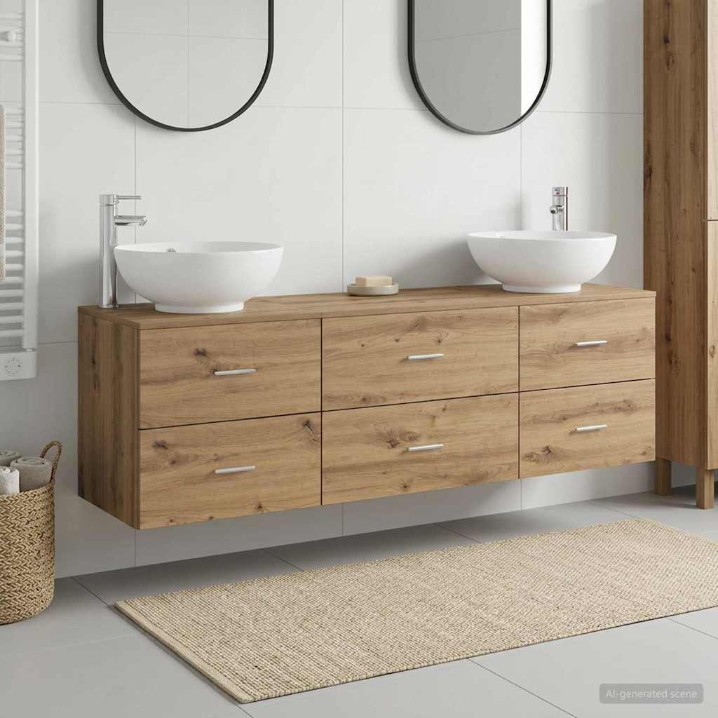 Badezimmermöbel-Set 3 Stk. Artisan-Eiche 49,5 x 44,5 x 65 cm