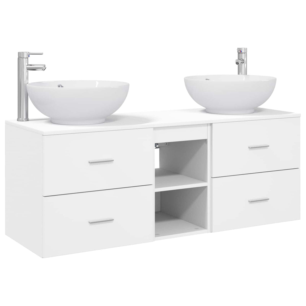 Badezimmermöbel-Set 3 stk. Weiß 129 x 44,5 x 80 cm