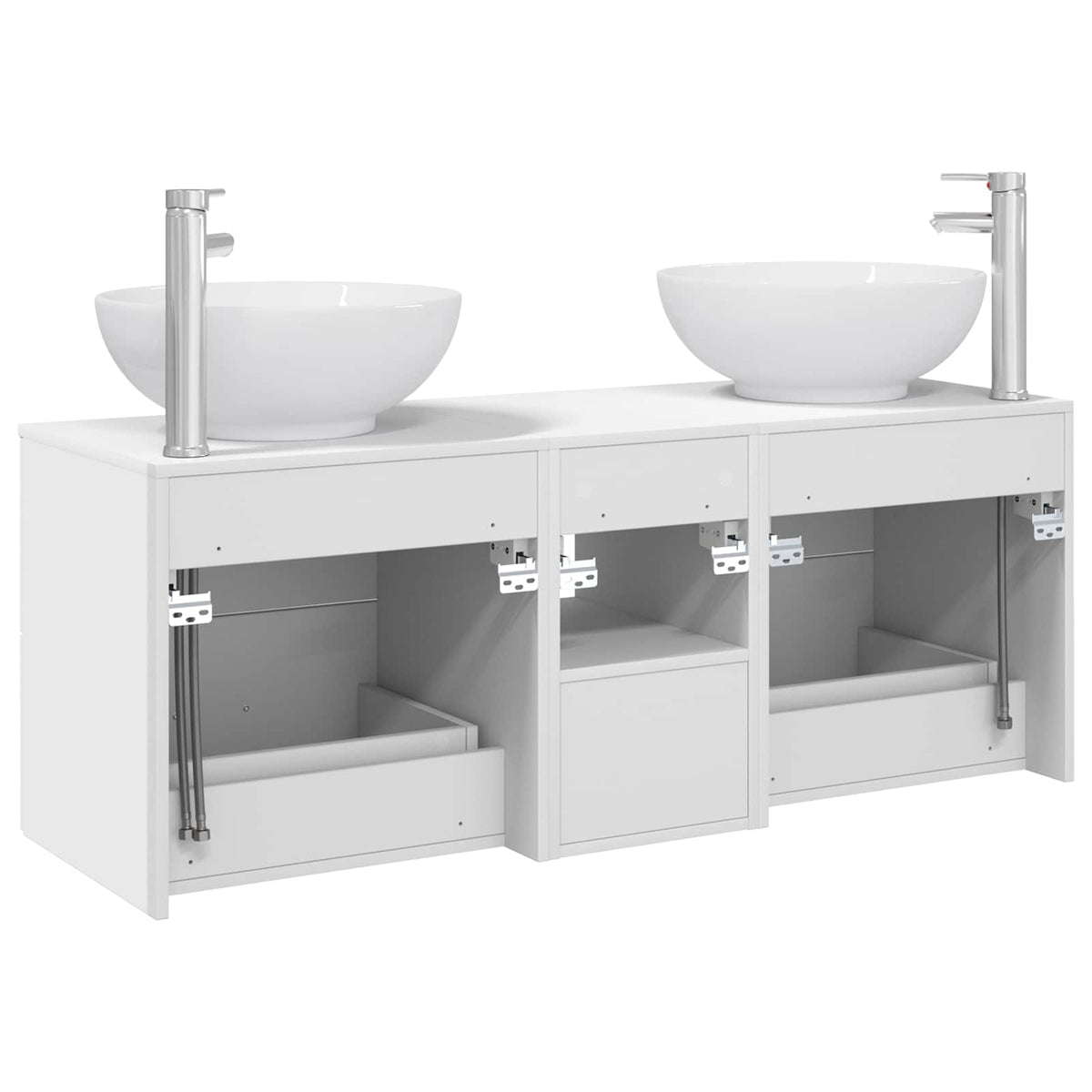 Badezimmermöbel-Set 3 stk. Weiß 129 x 44,5 x 80 cm