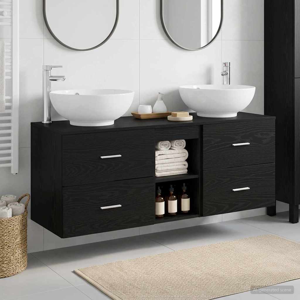 Badezimmermöbel-Set 3 stk. Schwarz 49,5 x 44,5 x 65 cm