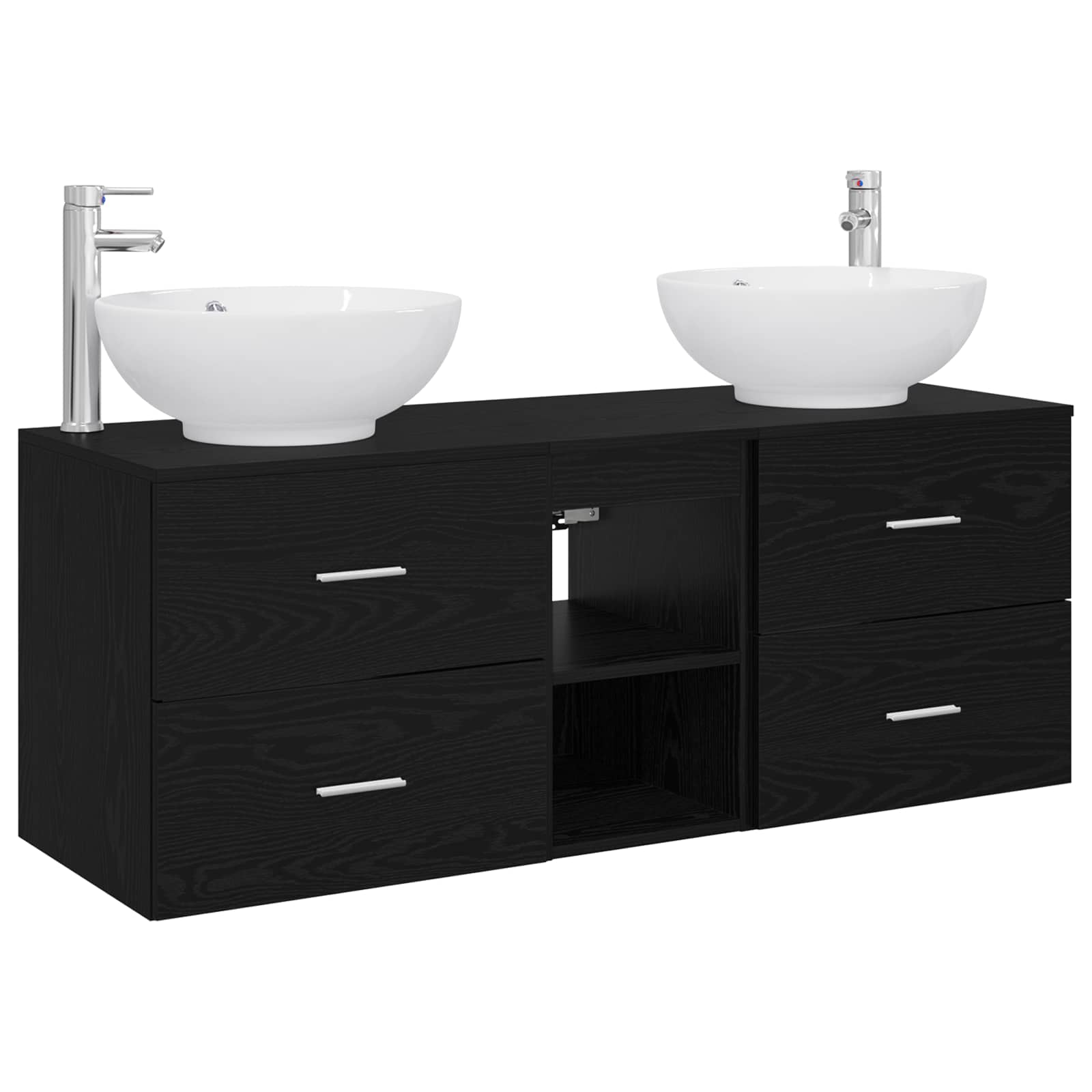 Badezimmermöbel-Set 3 stk. Schwarz 49,5 x 44,5 x 65 cm
