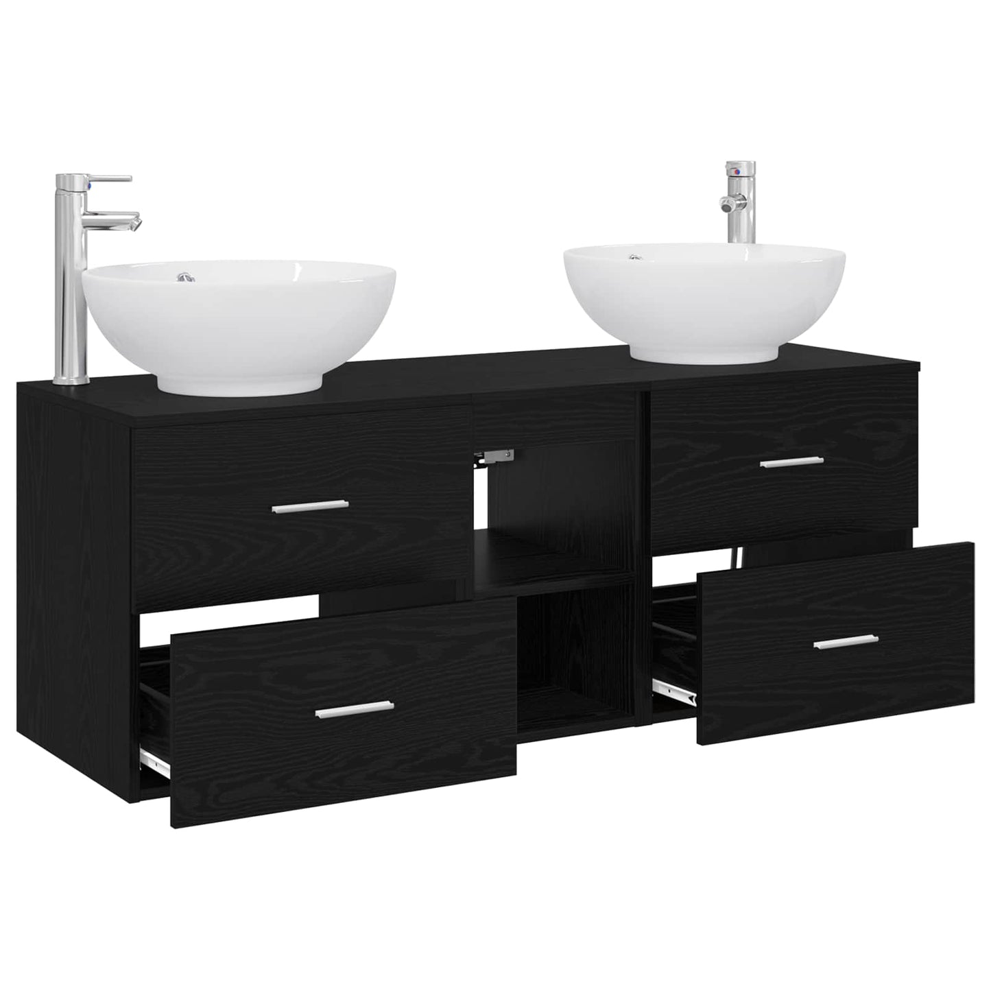 Badezimmermöbel-Set 3 stk. Schwarz 49,5 x 44,5 x 65 cm
