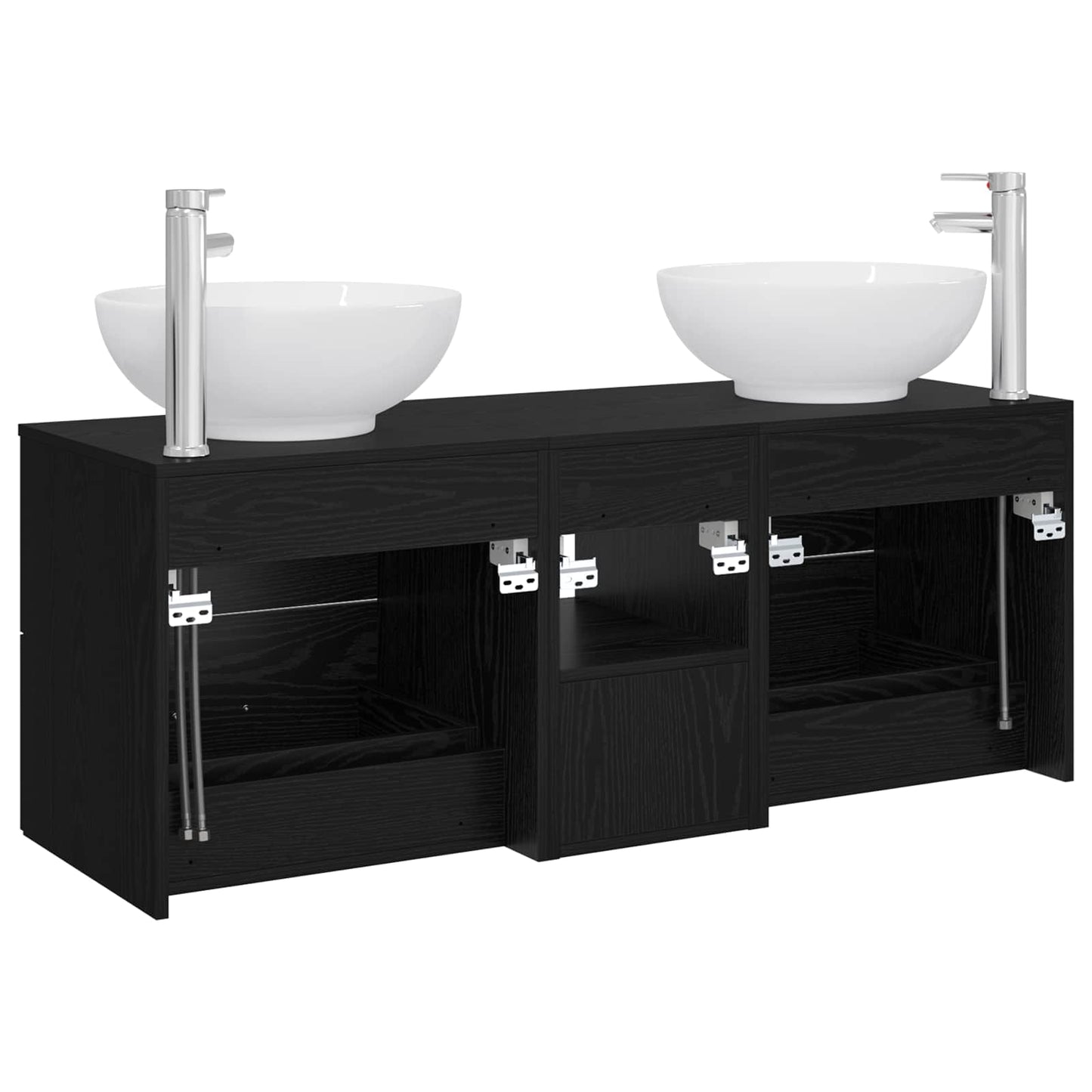 Badezimmermöbel-Set 3 stk. Schwarz 49,5 x 44,5 x 65 cm