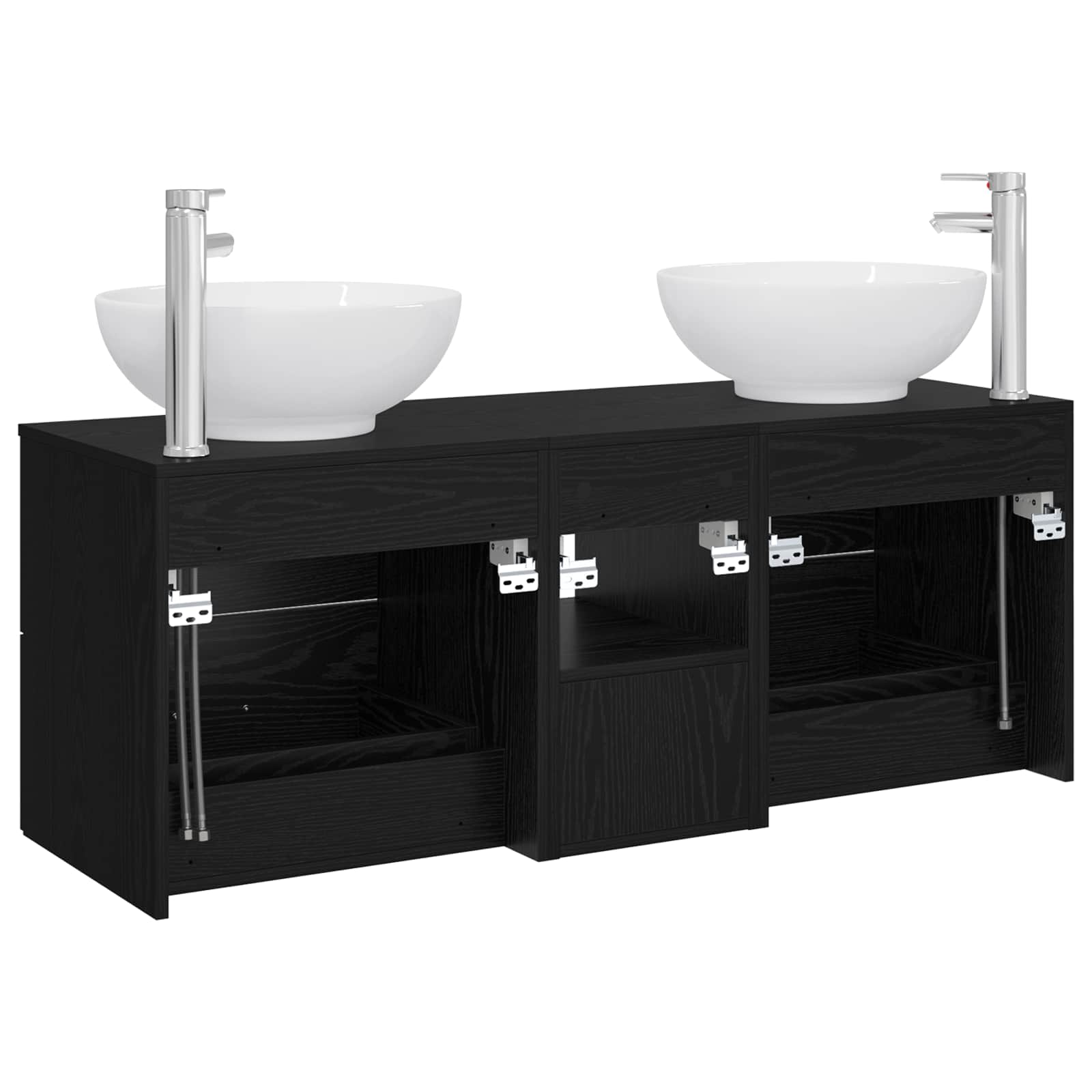 Badezimmermöbel-Set 3 stk. Schwarz 49,5 x 44,5 x 65 cm