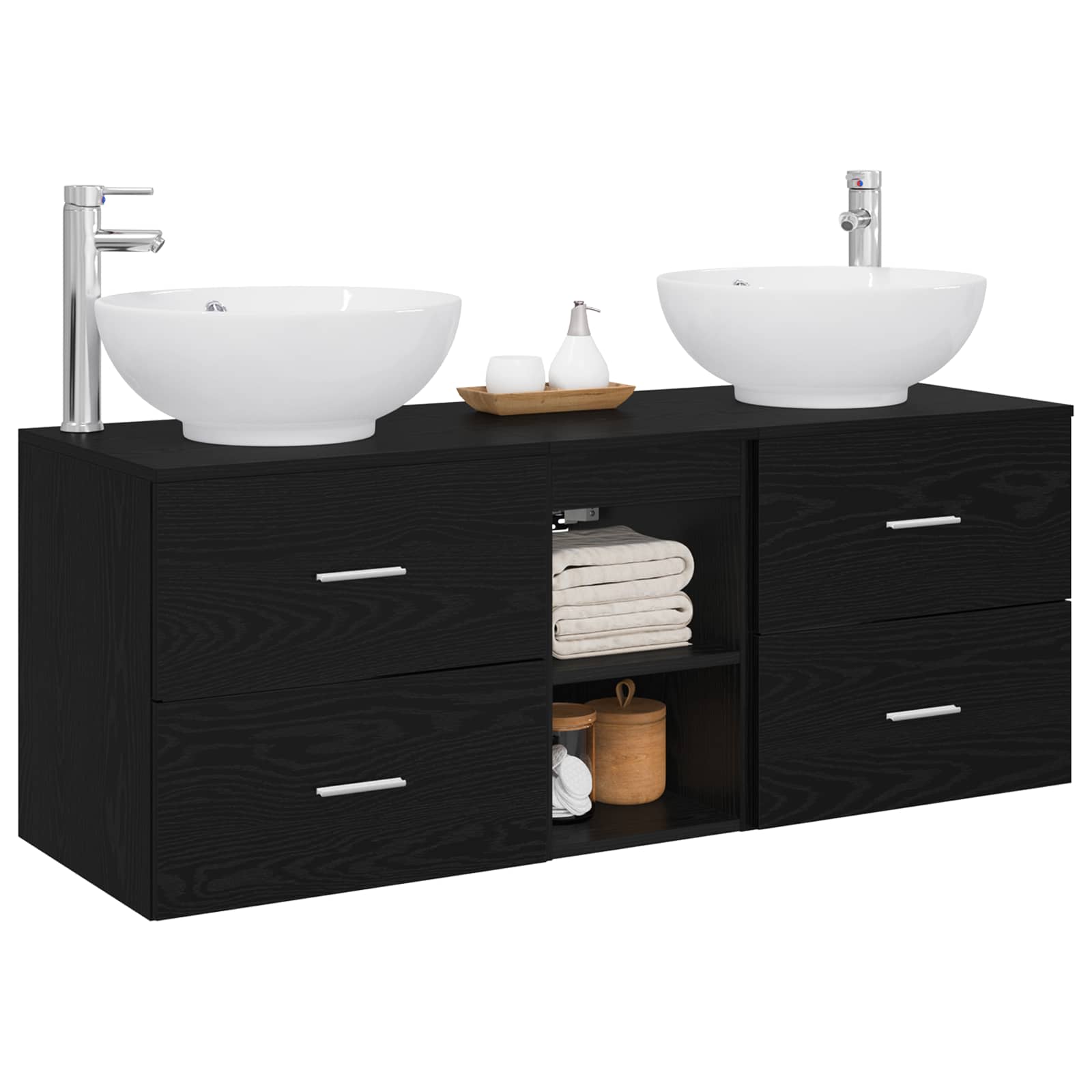 Badezimmermöbel-Set 3 stk. Schwarz 49,5 x 44,5 x 65 cm