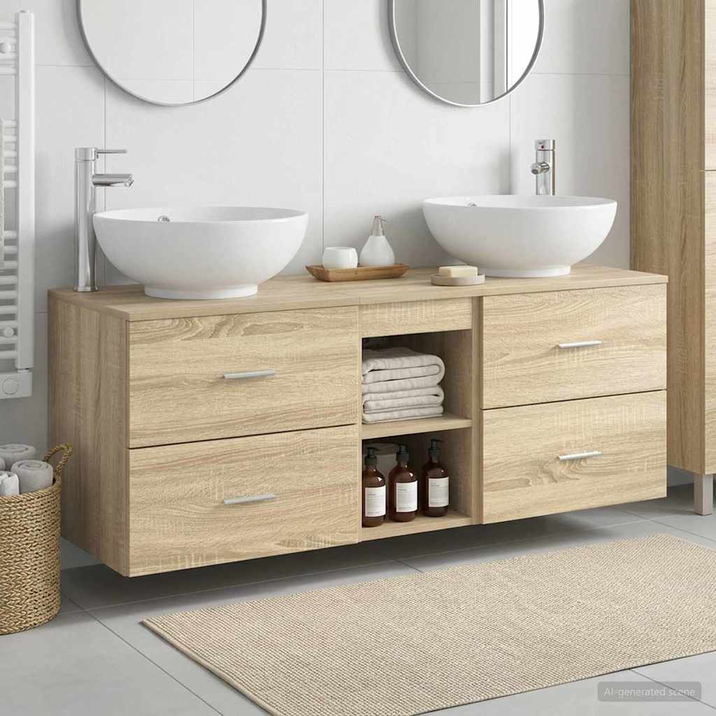 Badezimmermöbel-Set 3 stk. Sonoma-Eiche 49,5 x 44,5 x 65 cm