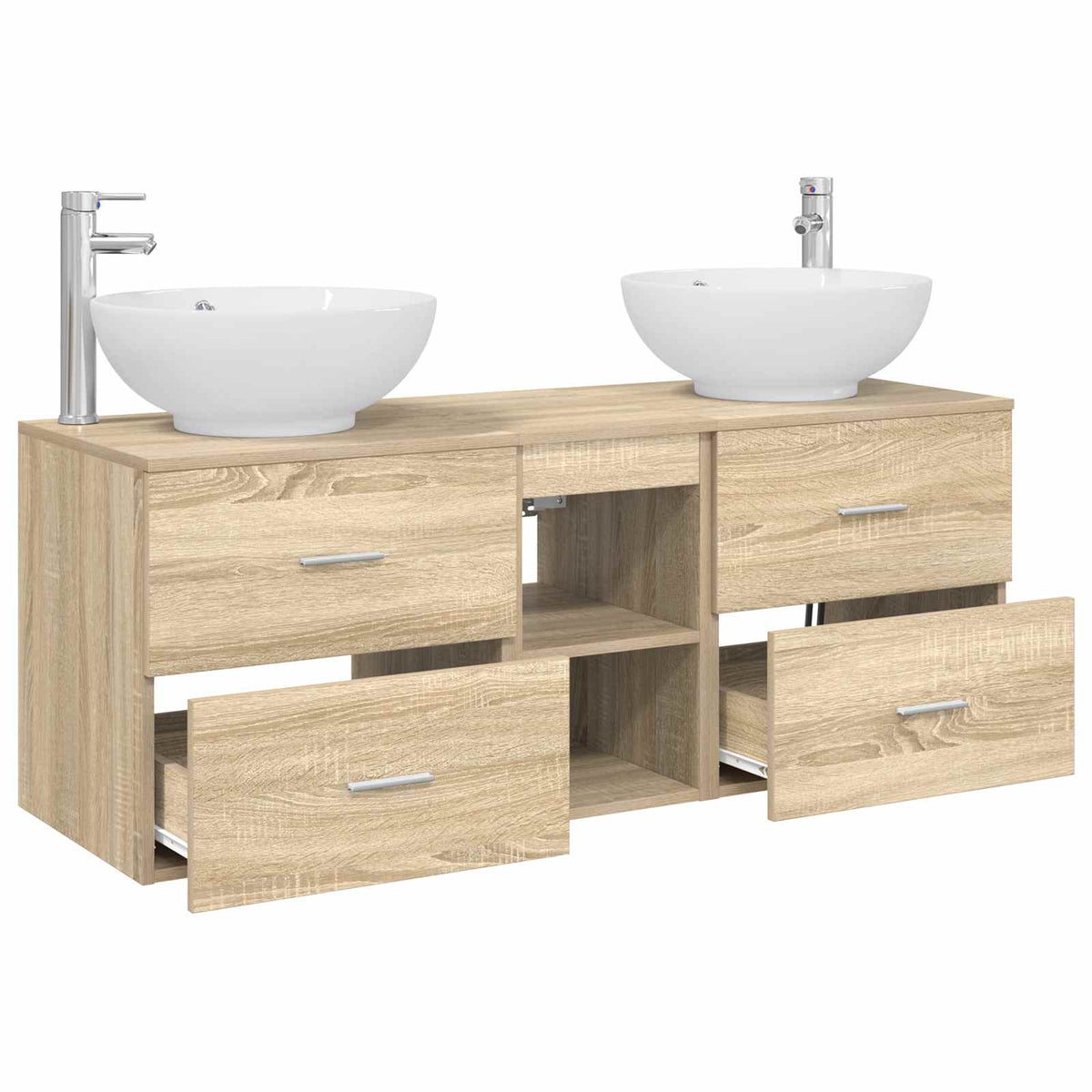 Badezimmermöbel-Set 3 stk. Sonoma-Eiche 129 x 44,5 x 80 cm