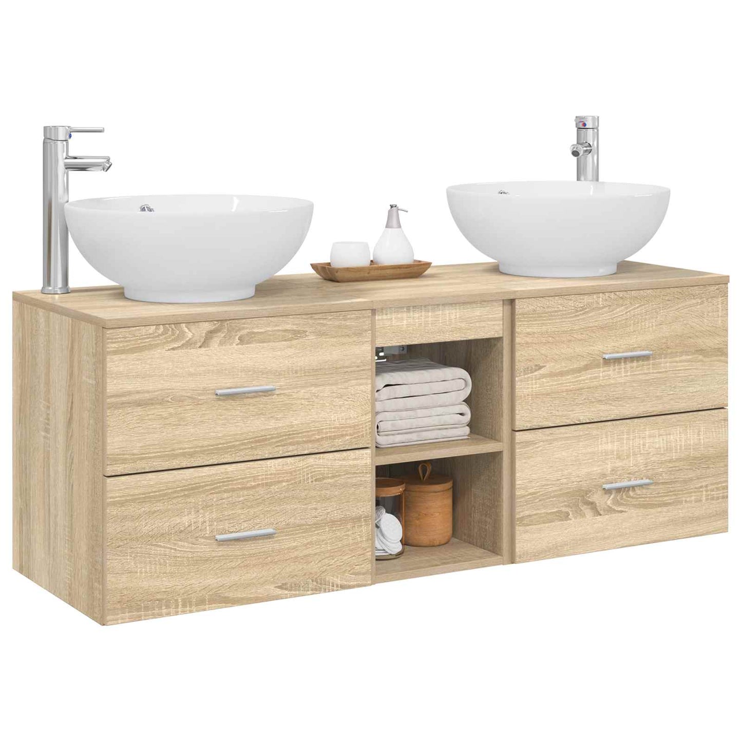 Badezimmermöbel-Set 3 stk. Sonoma-Eiche 49,5 x 44,5 x 65 cm