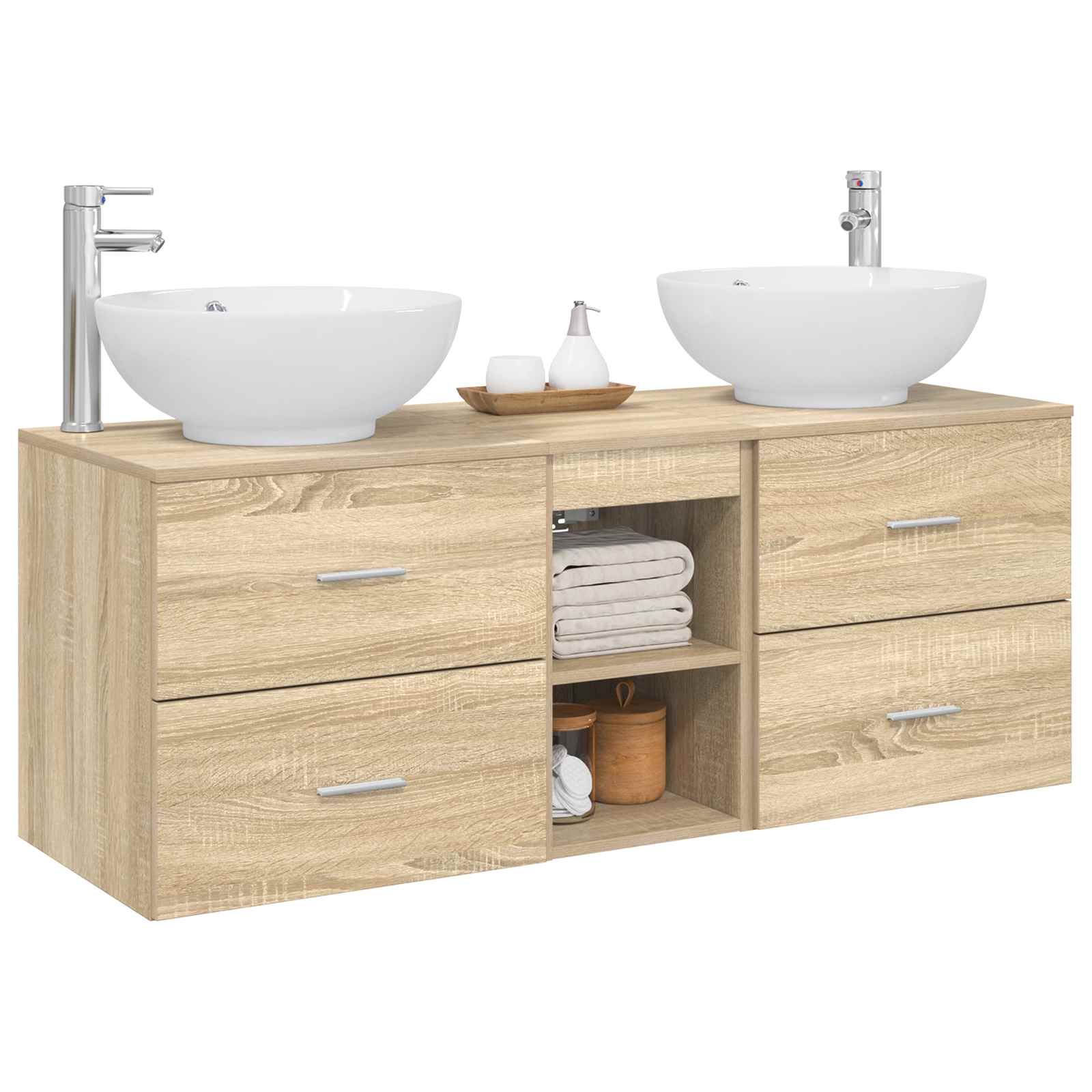 Badezimmermöbel-Set 3 stk. Sonoma-Eiche 49,5 x 44,5 x 65 cm