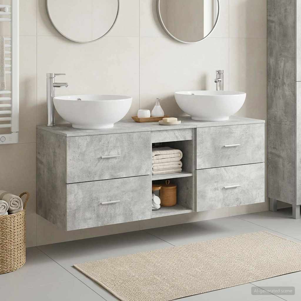 Badezimmermöbel-Set 3 stk. Betongrau 49,5 x 44,5 x 65 cm