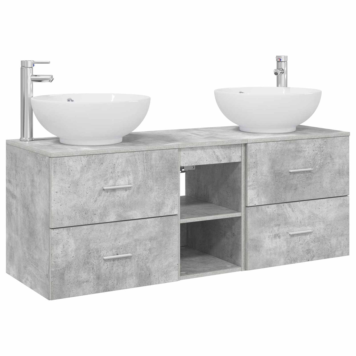 Badezimmermöbel-Set 3 stk. Betongrau 49,5 x 44,5 x 65 cm