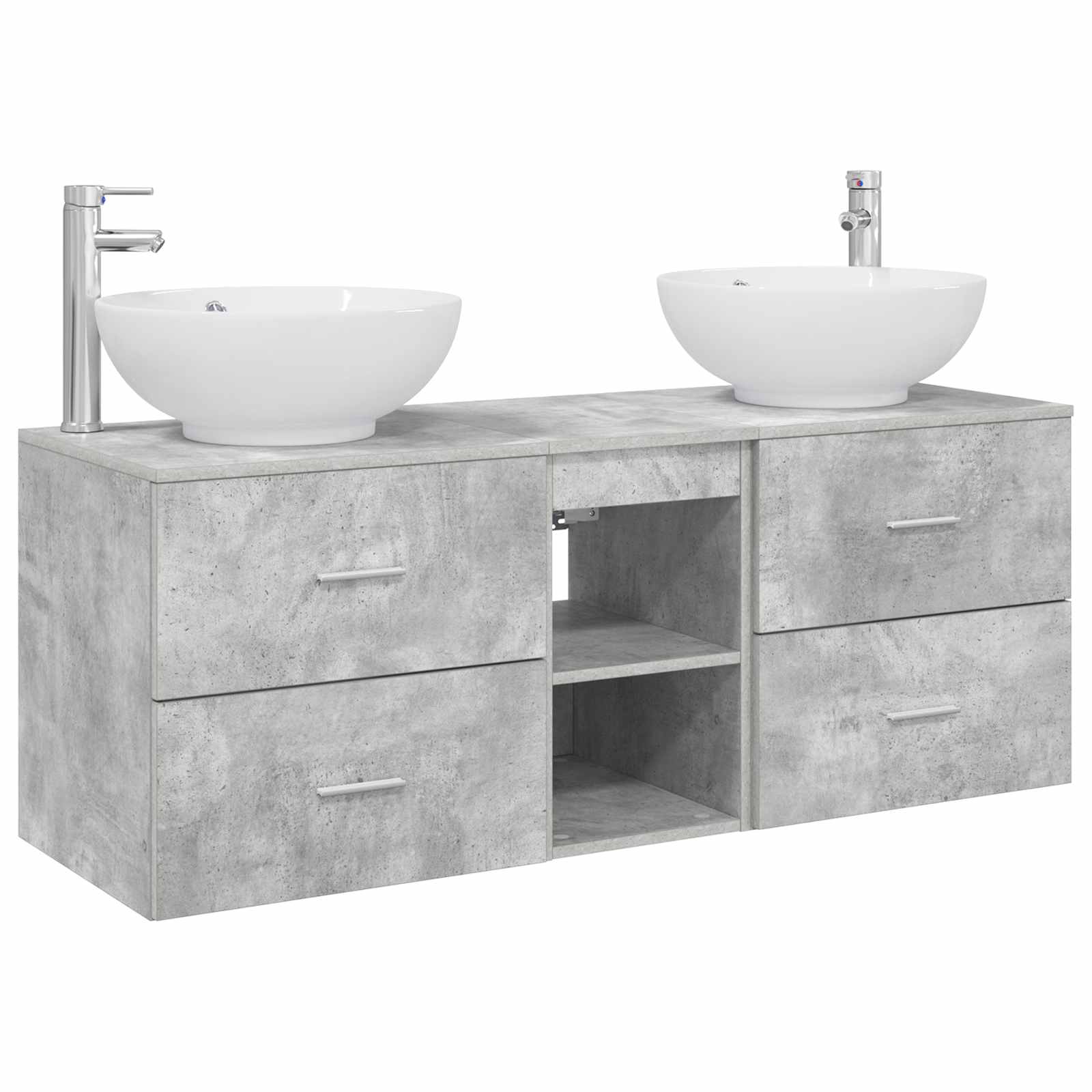 Badezimmermöbel-Set 3 stk. Betongrau 49,5 x 44,5 x 65 cm