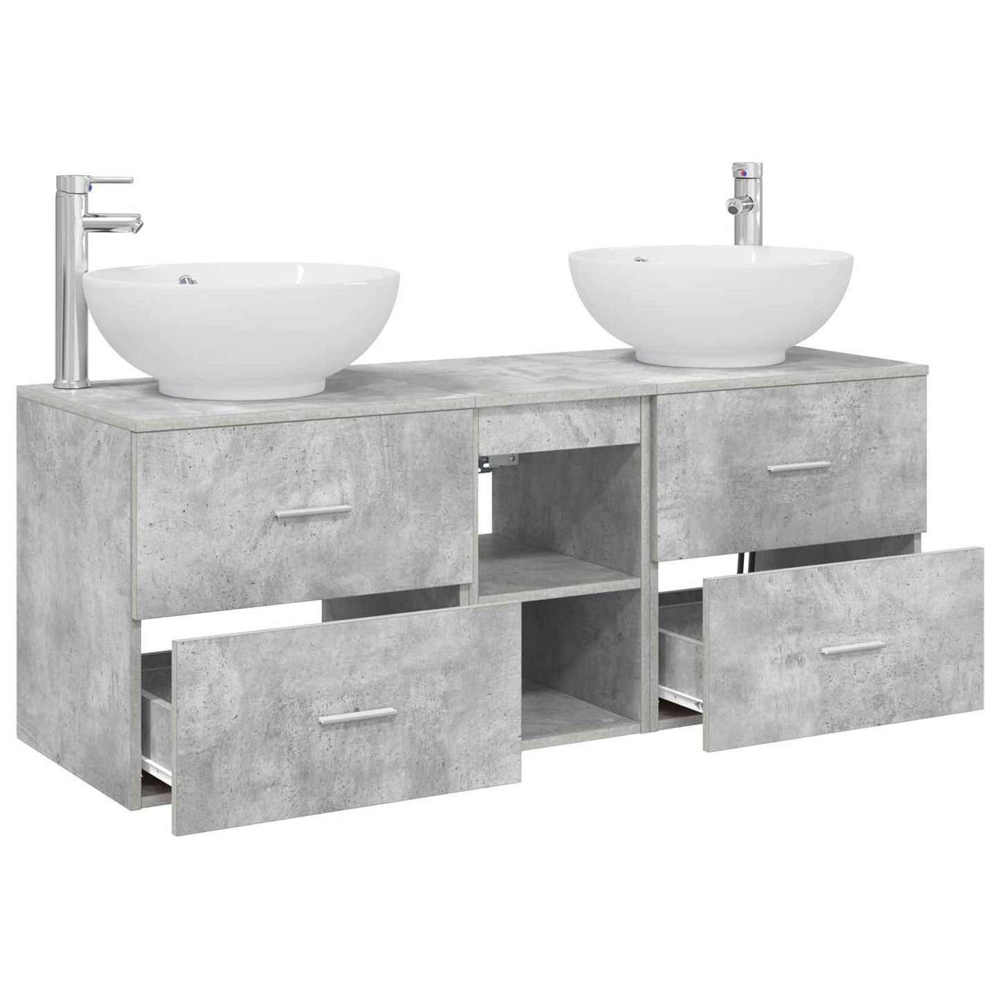 Badezimmermöbel-Set 3 stk. Betongrau 49,5 x 44,5 x 65 cm