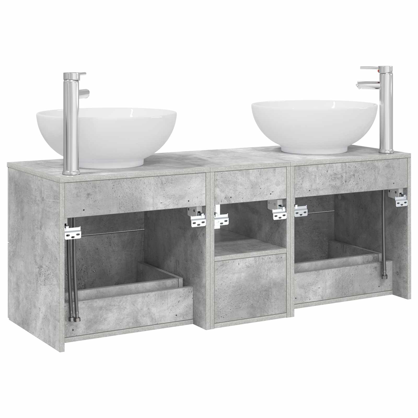 Badezimmermöbel-Set 3 stk. Betongrau 49,5 x 44,5 x 65 cm
