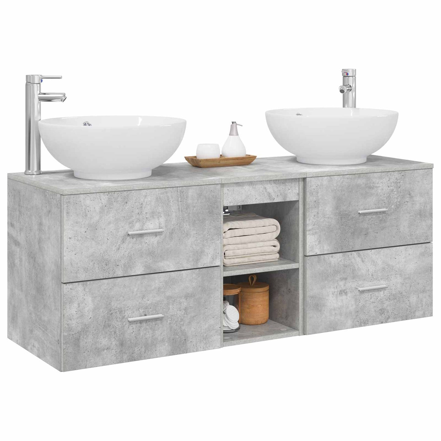 Badezimmermöbel-Set 3 stk. Betongrau 49,5 x 44,5 x 65 cm