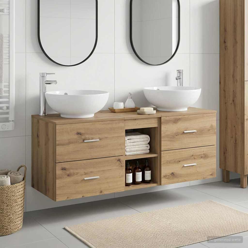 Badezimmermöbel-Set 3 Stk. Artisan-Eiche 49,5 x 44,5 x 65 cm