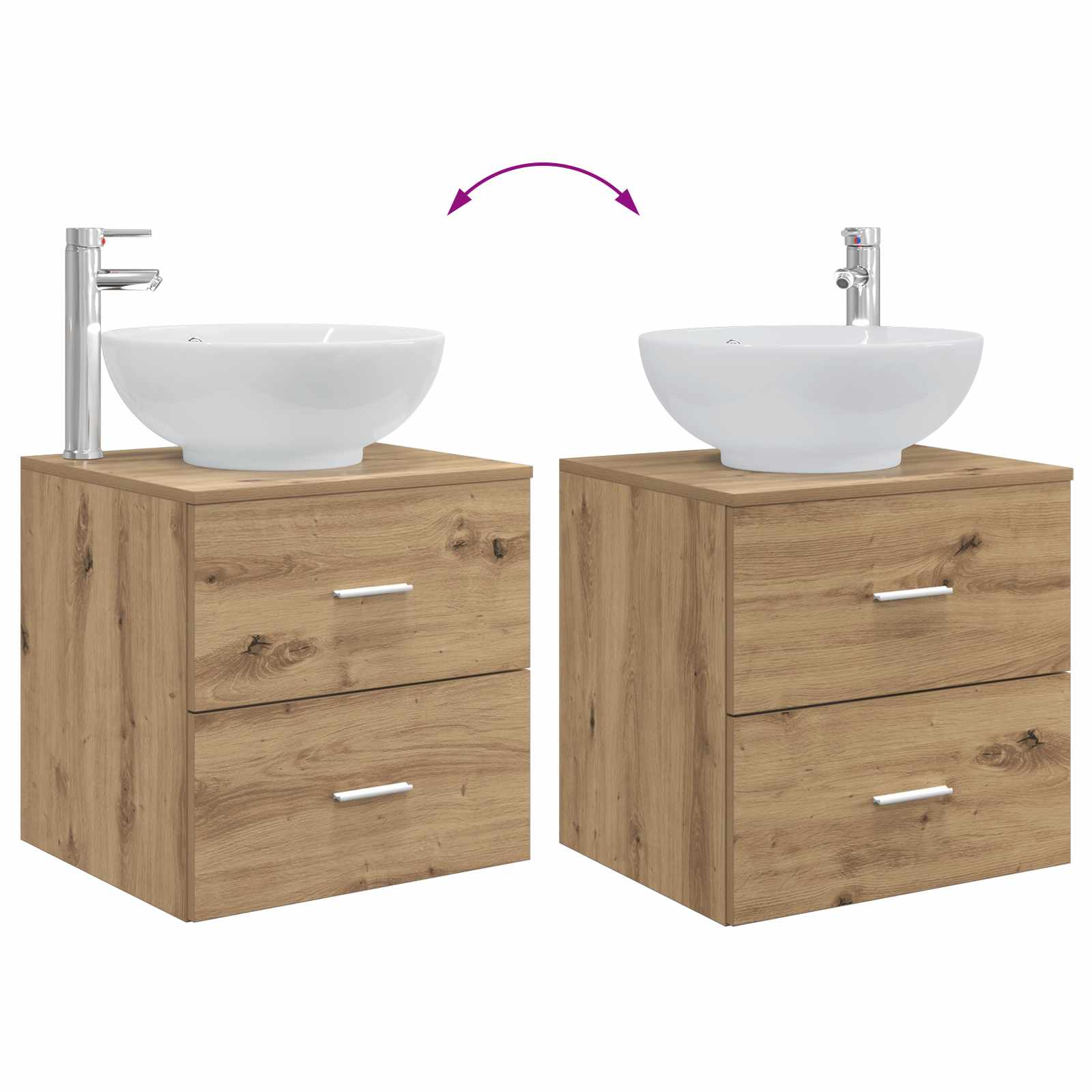 Badezimmermöbel-Set 3 Stk. Artisan-Eiche 49,5 x 44,5 x 65 cm