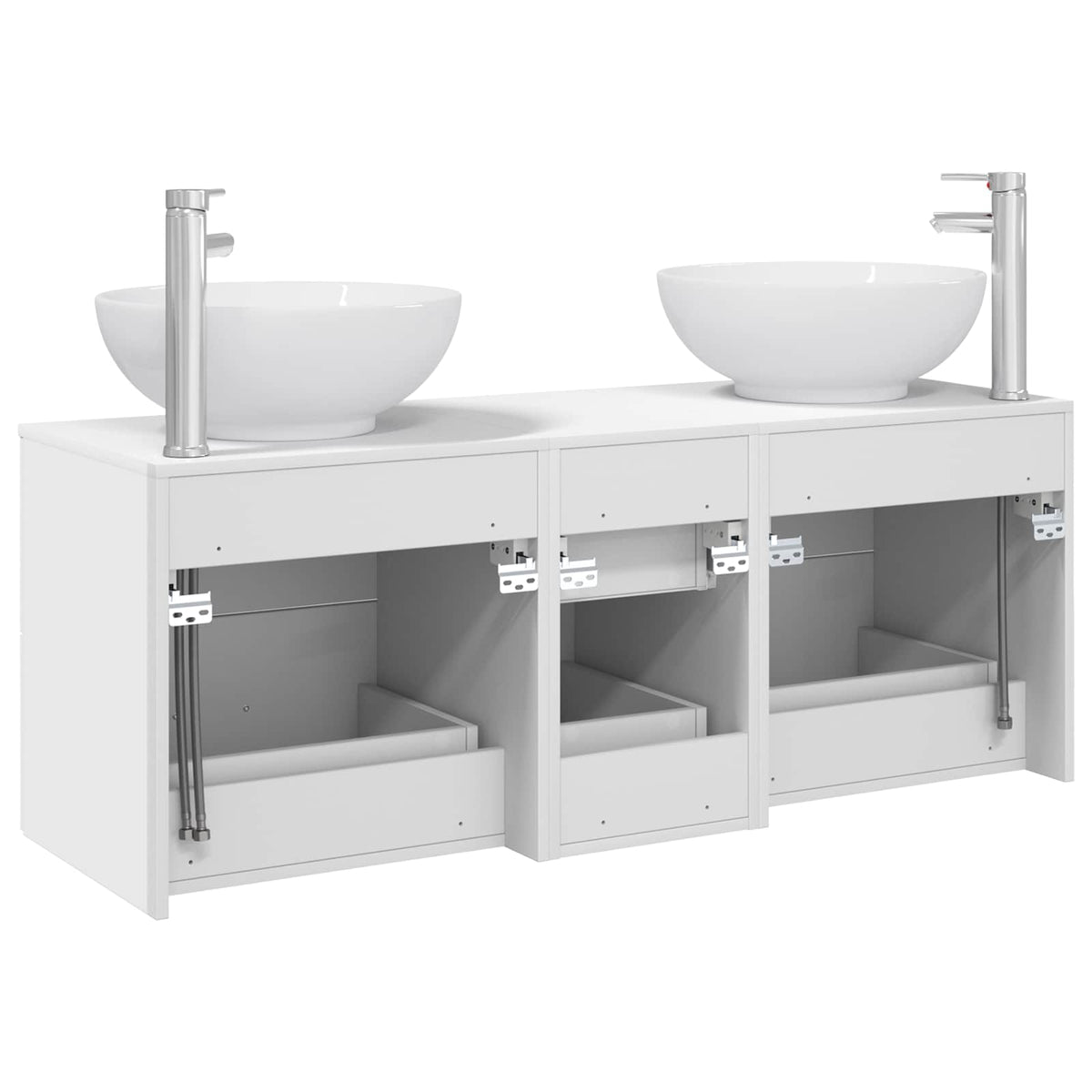 Badezimmermöbel-Set 3 stk. Weiß 129 x 44,5 x 80 cm