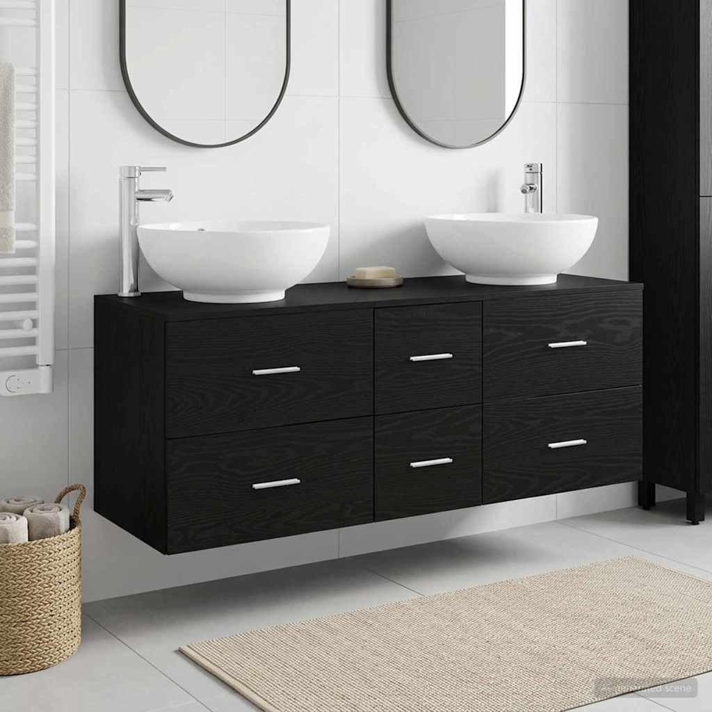 Badezimmermöbel-Set 3 stk. Schwarz 49,5 x 44,5 x 65 cm