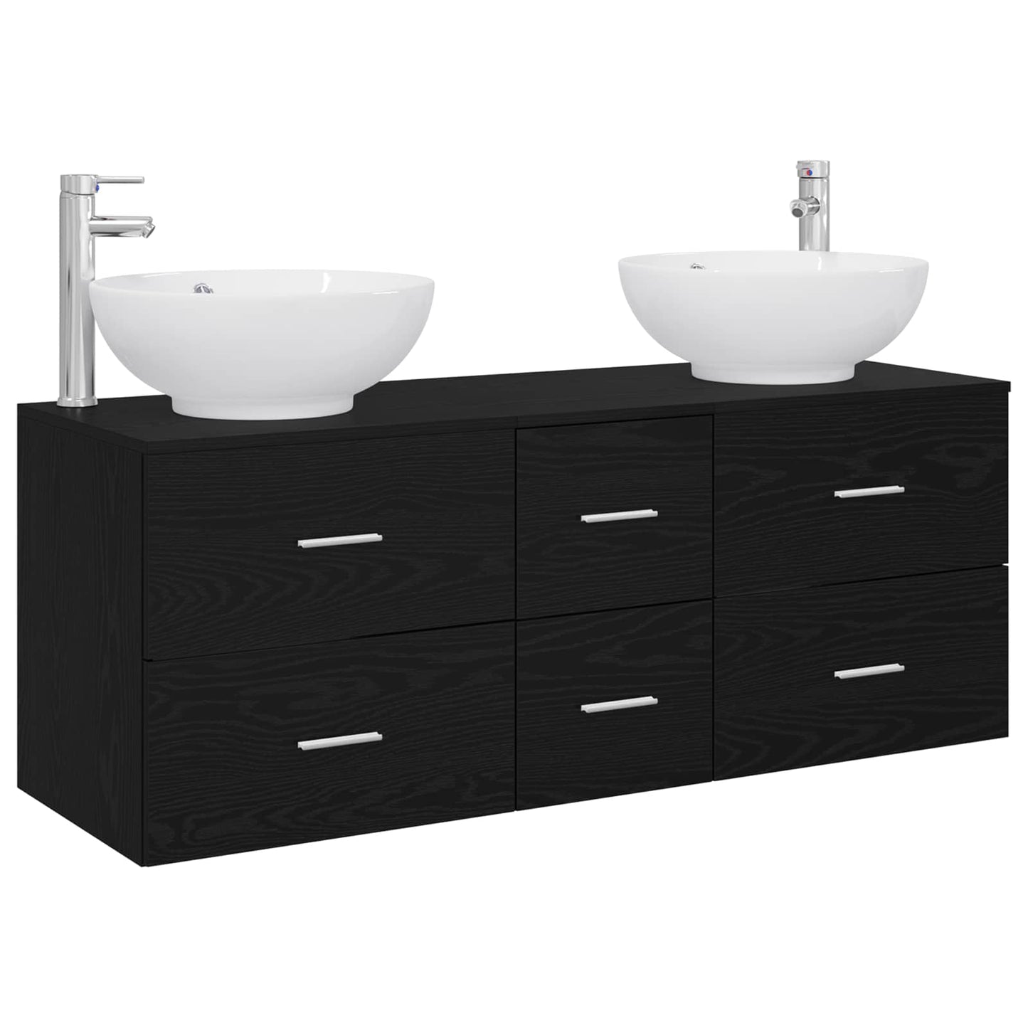Badezimmermöbel-Set 3 stk. Schwarz 49,5 x 44,5 x 65 cm