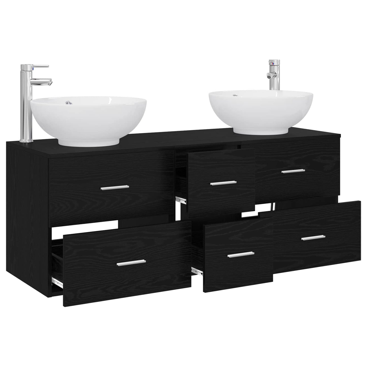 Badezimmermöbel-Set 3 stk. Schwarz 49,5 x 44,5 x 65 cm
