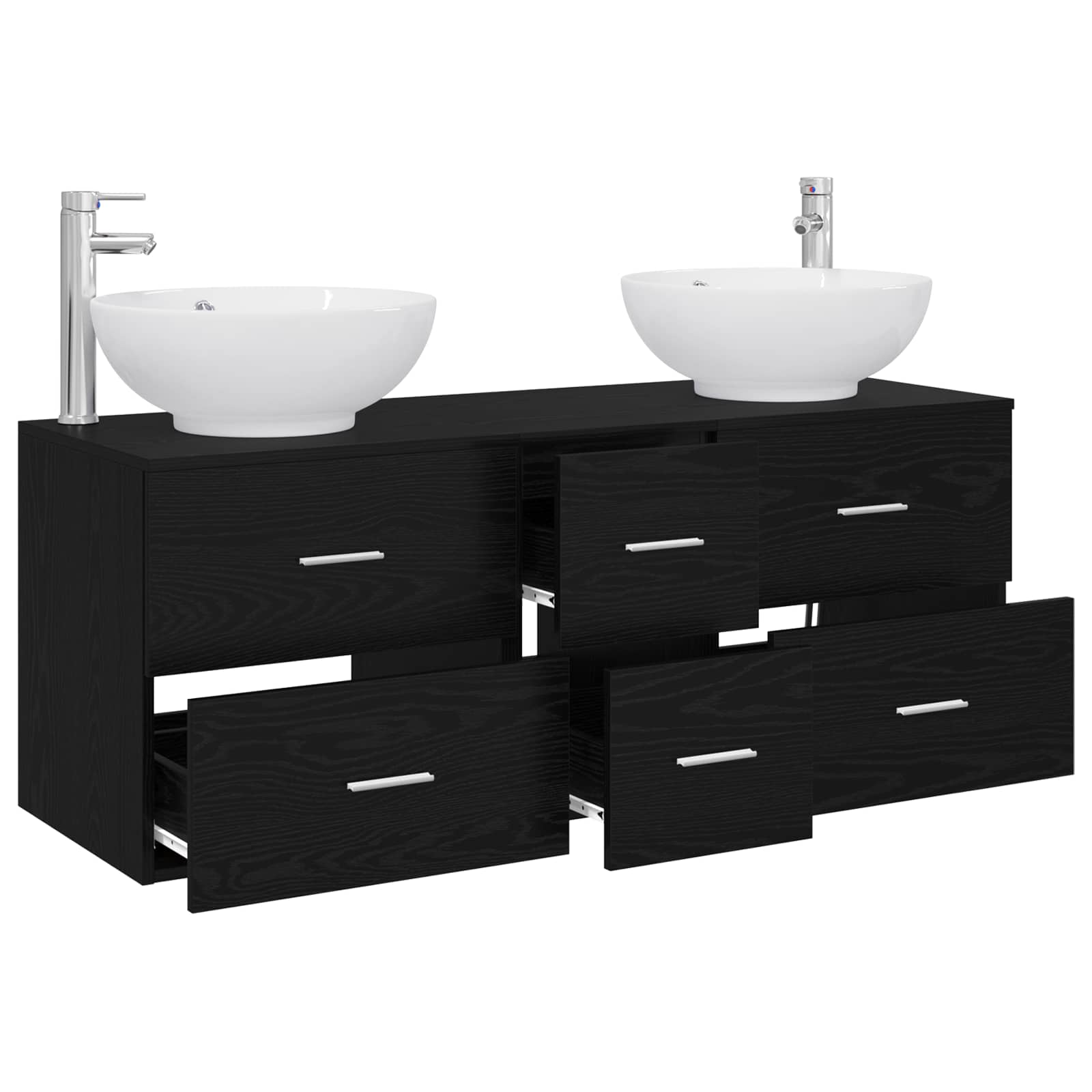 Badezimmermöbel-Set 3 stk. Schwarz 49,5 x 44,5 x 65 cm