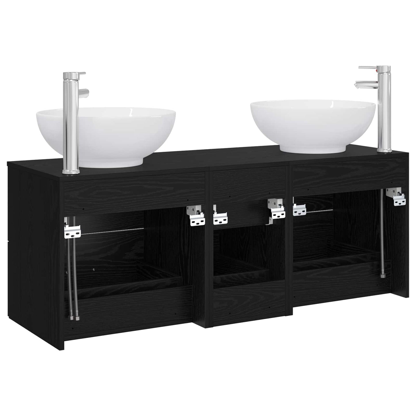 Badezimmermöbel-Set 3 stk. Schwarz 49,5 x 44,5 x 65 cm