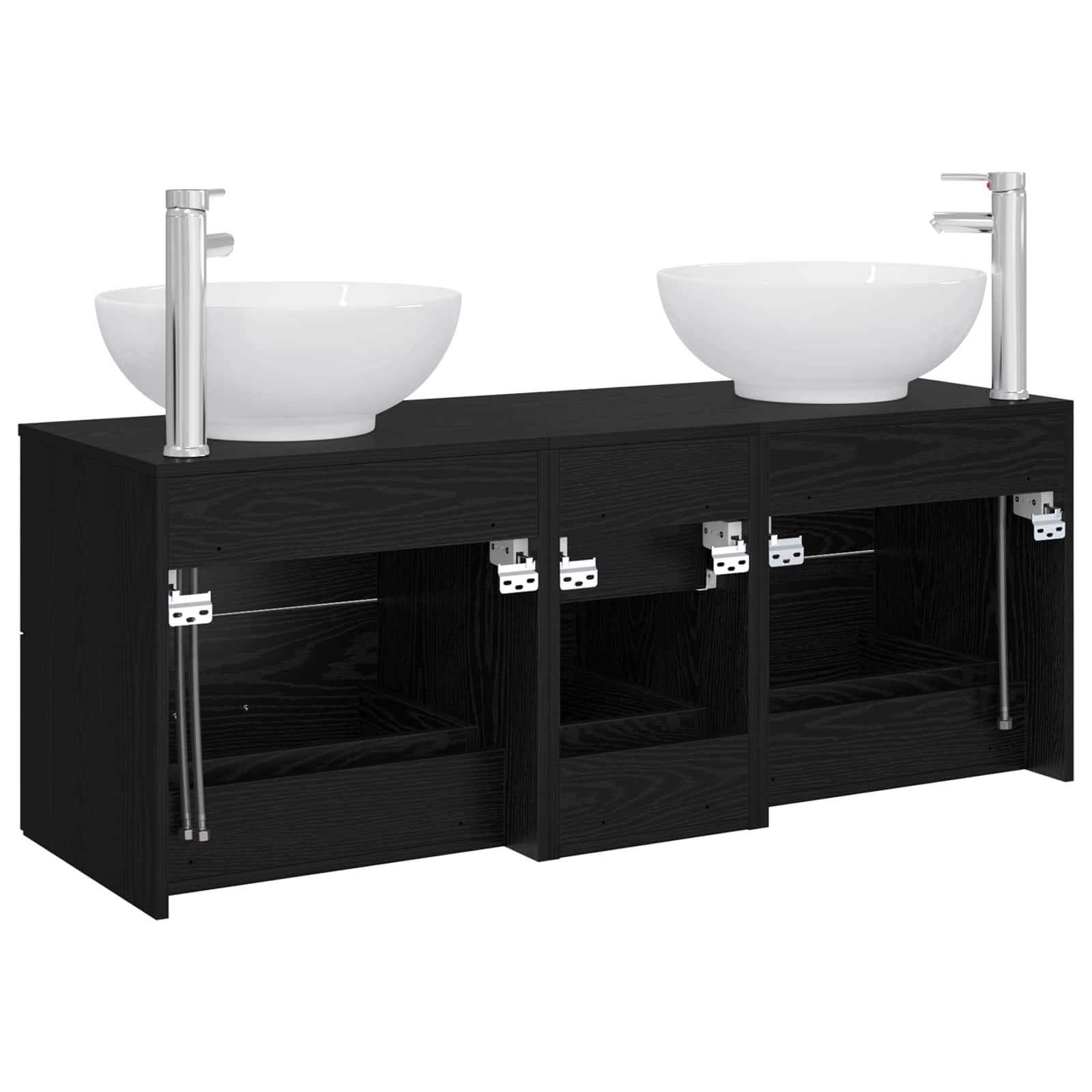 Badezimmermöbel-Set 3 stk. Schwarz 49,5 x 44,5 x 65 cm