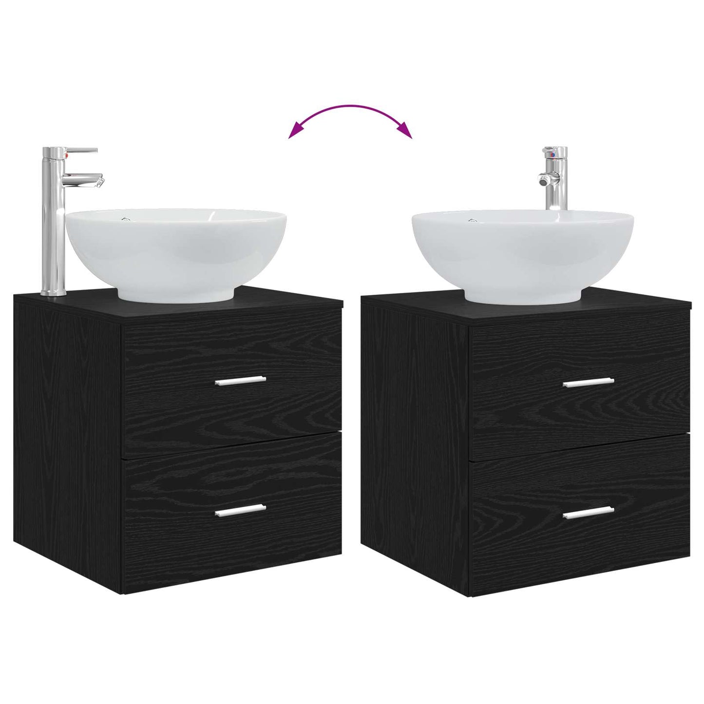 Badezimmermöbel-Set 3 stk. Schwarz 49,5 x 44,5 x 65 cm
