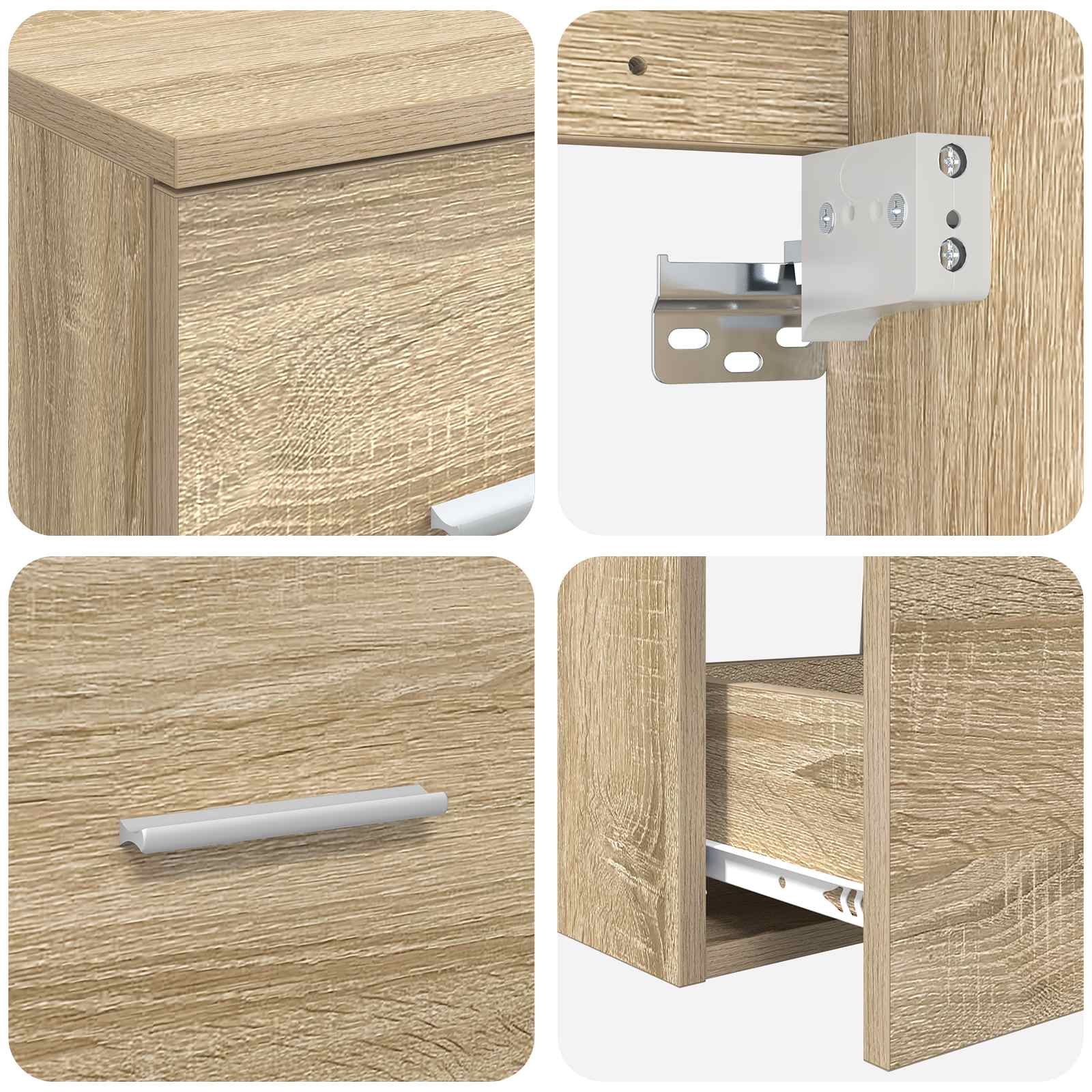 Badezimmermöbel-Set 3 stk. Sonoma-Eiche 49,5 x 44,5 x 65 cm