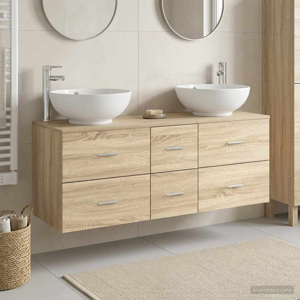 Badezimmermöbel-Set 3 stk. Sonoma-Eiche 49,5 x 44,5 x 65 cm