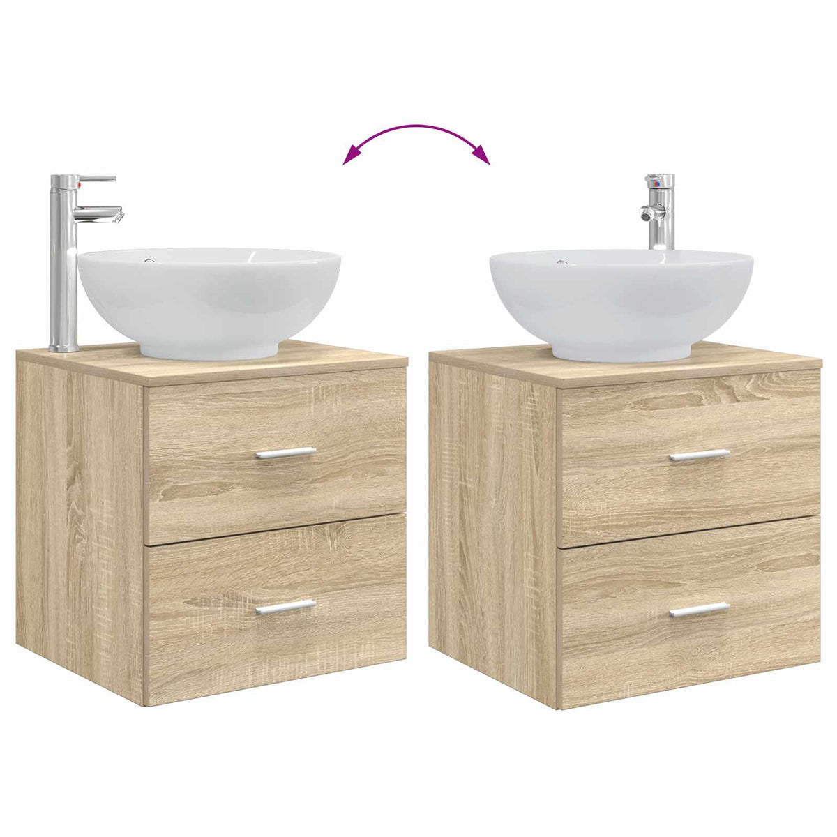 Badezimmermöbel-Set 3 stk. Sonoma-Eiche 129 x 44,5 x 80 cm