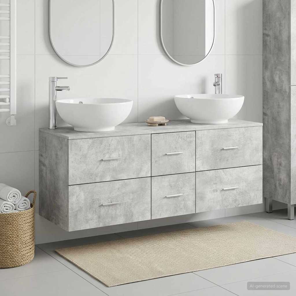 Badezimmermöbel-Set 3 stk. Betongrau 49,5 x 44,5 x 65 cm
