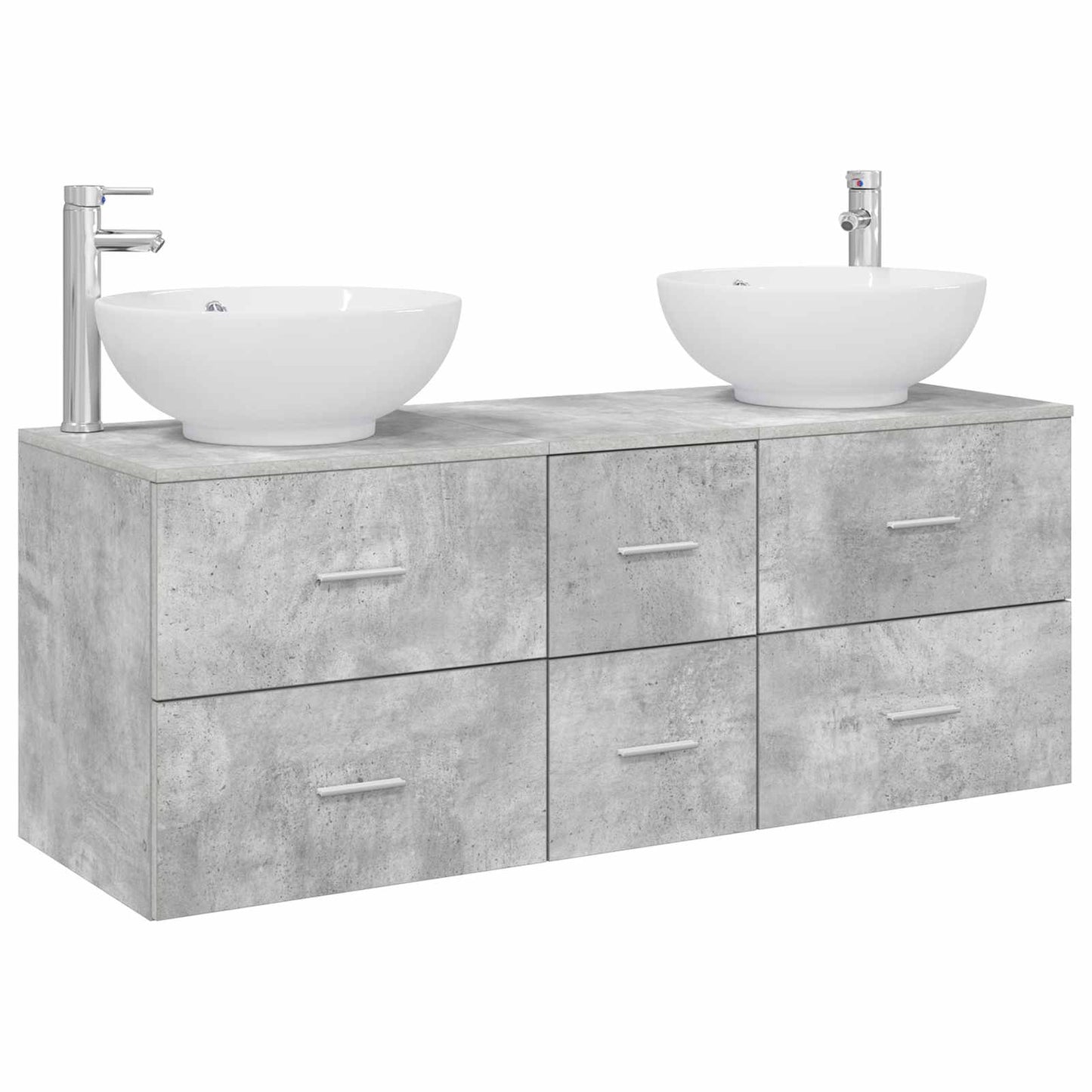 Badezimmermöbel-Set 3 stk. Betongrau 49,5 x 44,5 x 65 cm