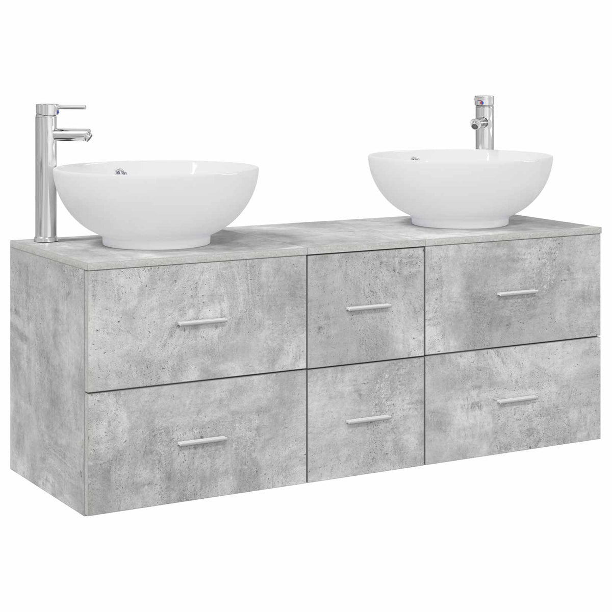 Badezimmermöbel-Set 3 stk. Betongrau 129 x 44,5 x 80 cm