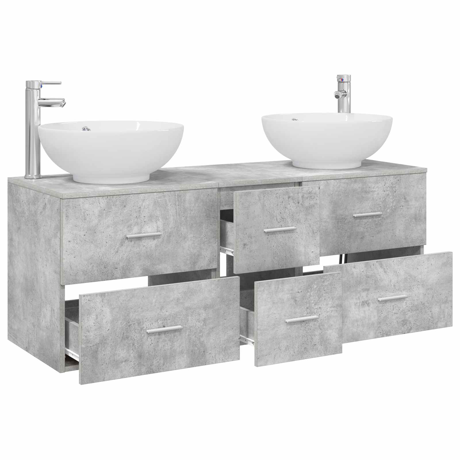 Badezimmermöbel-Set 3 stk. Betongrau 49,5 x 44,5 x 65 cm
